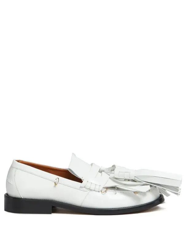 Marni o1w1db11125 Tassel Detail Leather Loafers in White Size US 10 / IT 40 - 2 Thumbnail