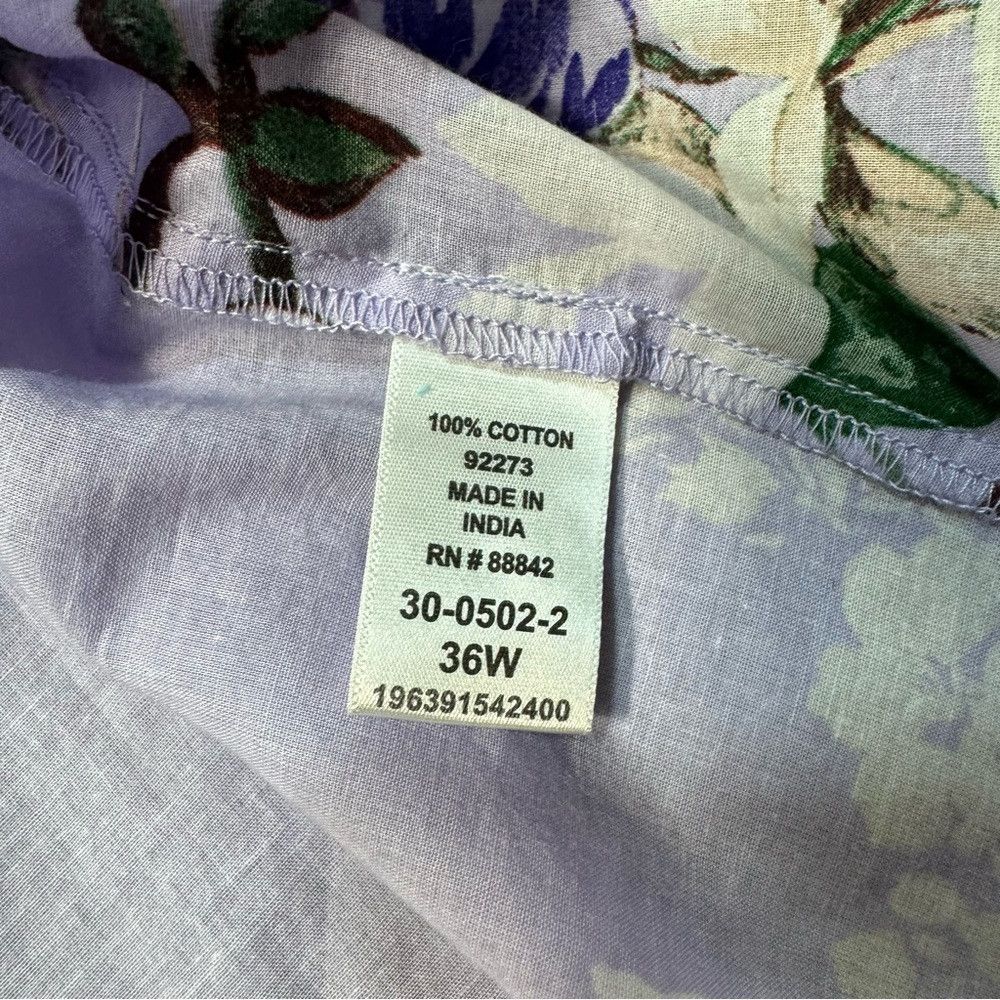 Other New Roaman's Lilac Floral Long Roll Up Sleeve Cotton Big Sh Size 4XL / US 24-26 - 7 Thumbnail