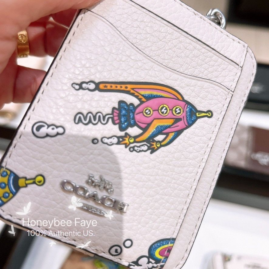 Coach Cosmic Coach Zip Card Case With Rocket Print CW889 Size ONE SIZE - 2 Thumbnail