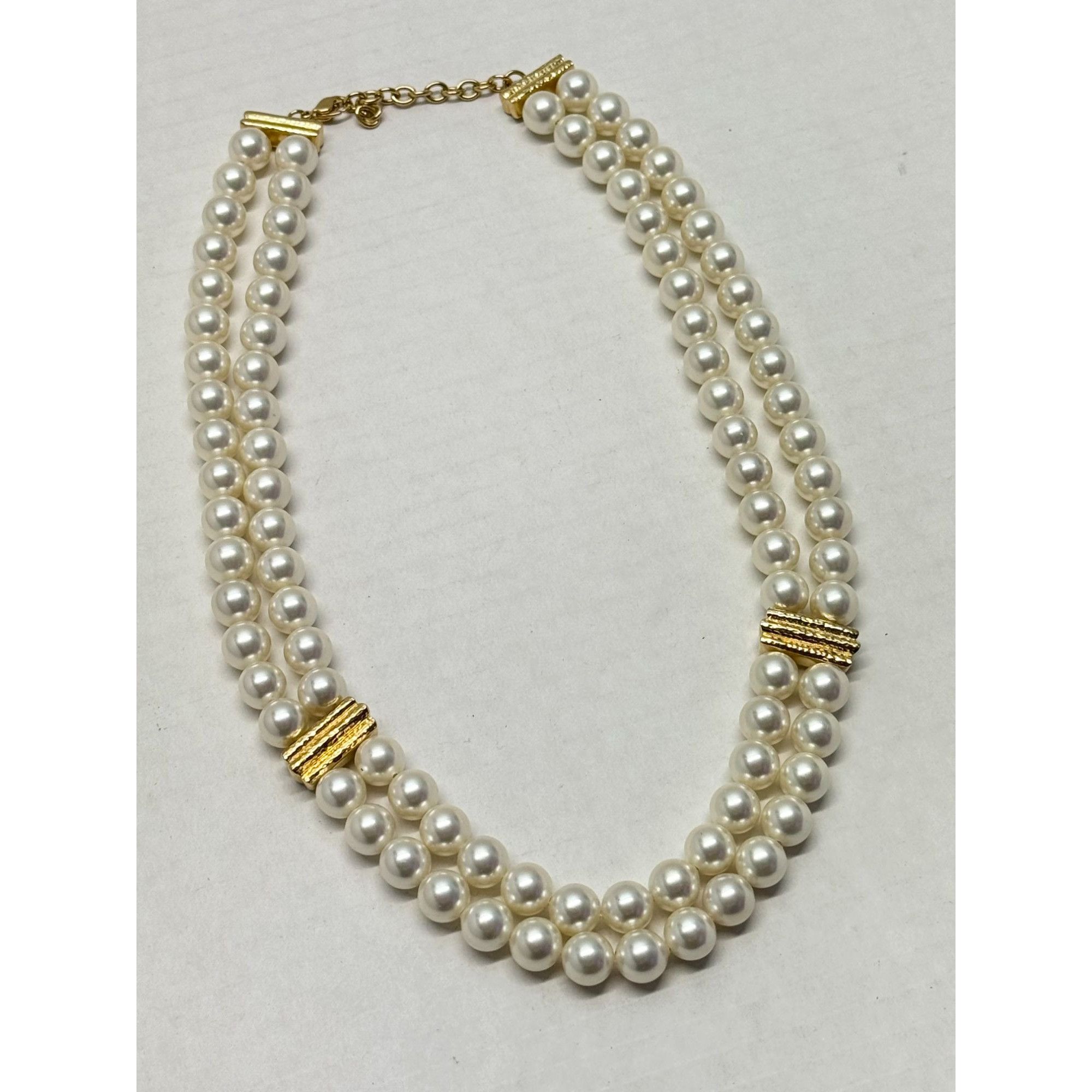 Vintage M & N 925 sterling silver faux pearl collar necklace Size ONE SIZE - 4 Thumbnail