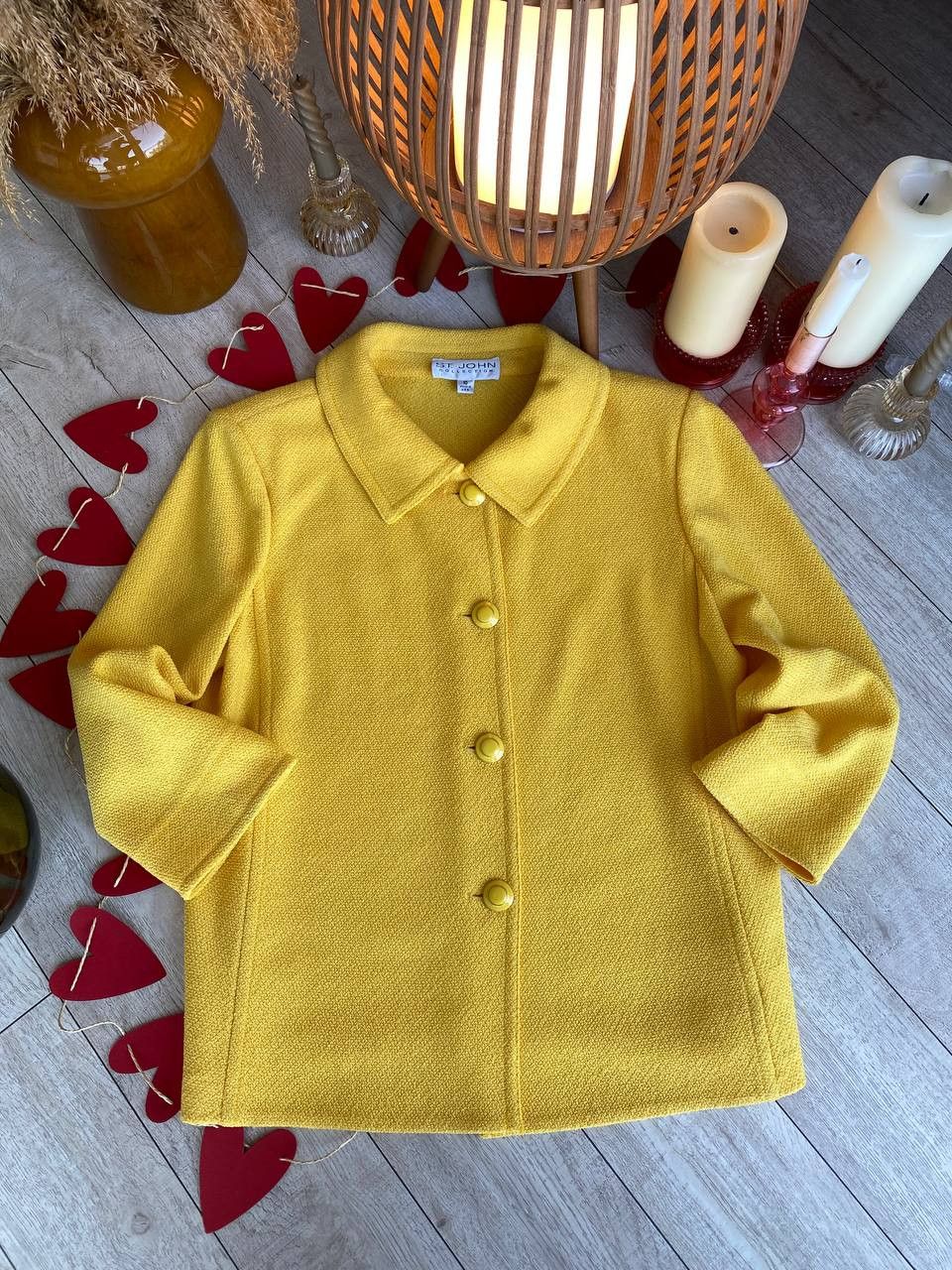St. John St. John Collection Yellow Button-Up Jacket Size L / US 10 / IT 46 - 2 Thumbnail