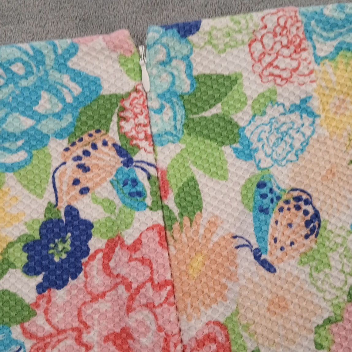 Talbots Talbots Skirt Knee Length Multicolor Floral Pattern Textured Zip Cotton Blend 8 Women's Regular"} Size 30" / US 8 / IT 44 - 7 Thumbnail