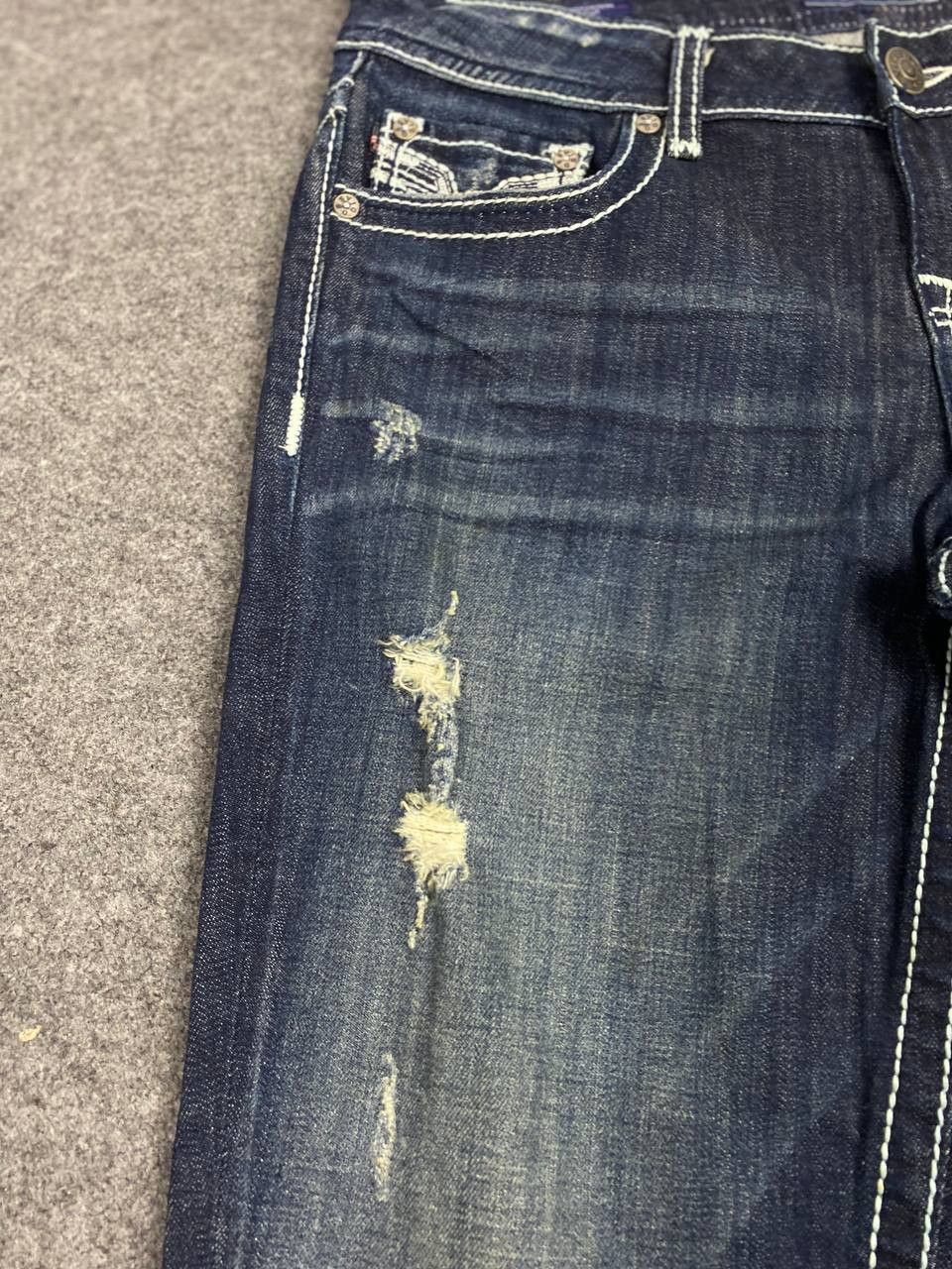 Japanese Brand vigoss bootcut flare distressed denim nice design Size 35" - 9 Thumbnail