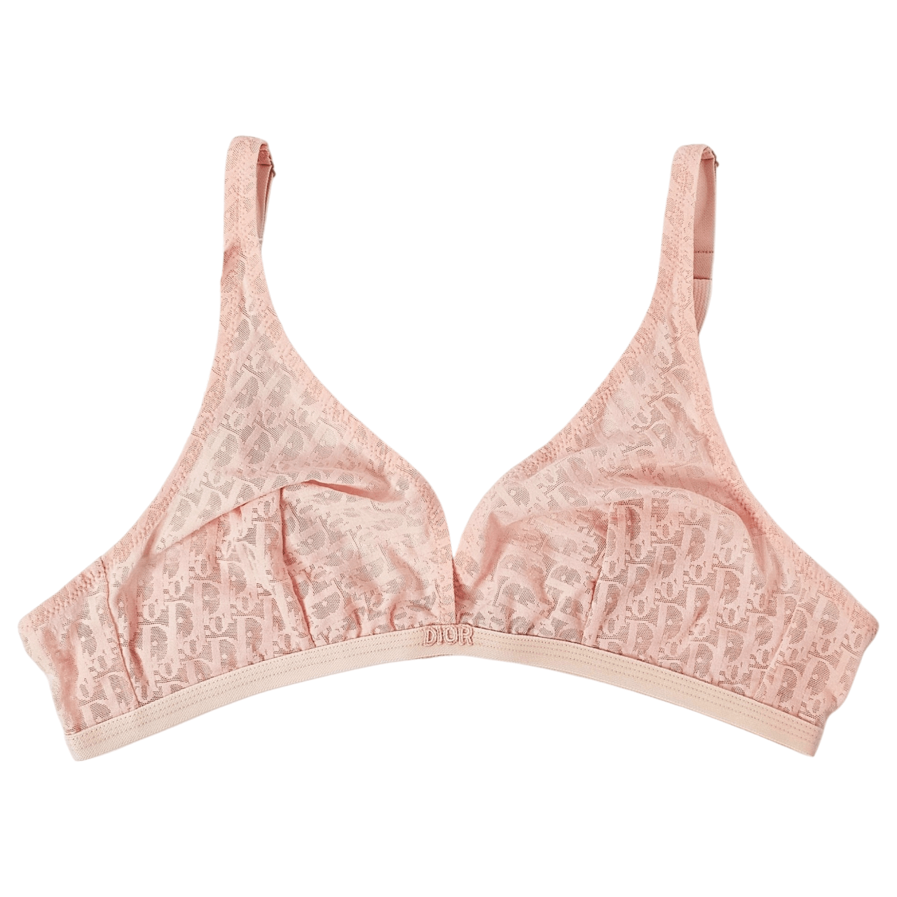 image of Dior Pink Trotter Sheer Monogram Print Bralette, Women's (Size Medium)