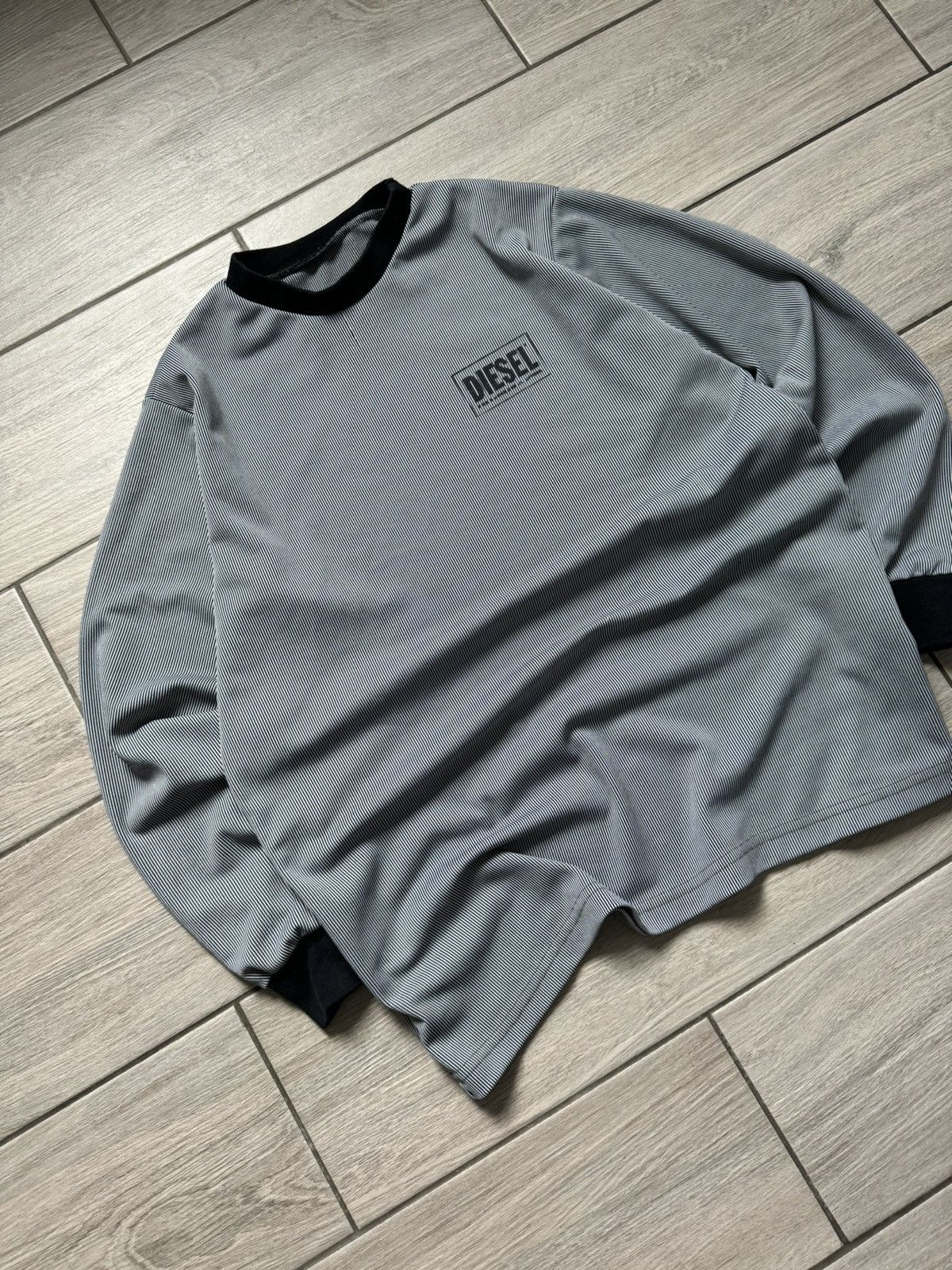 Designer 💌 VINTAGE Y2K 00’s DIESEL DISTRESSED SWEATSHIRT STRIPED Size US L / EU 52-54 / 3 - 11 Thumbnail
