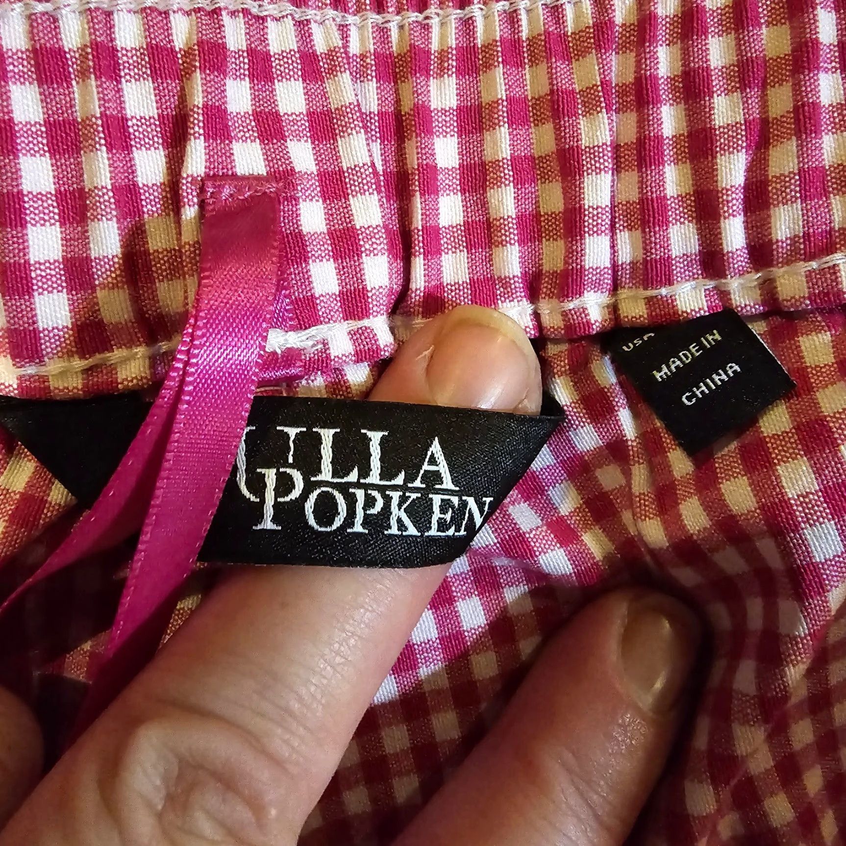 Vintage Ulla Popken Pants Women 16 Pink White Gingham Pull On Tapered Stretch Casual Shirt? Size 38" / US 16 / IT 52 - 3 Thumbnail