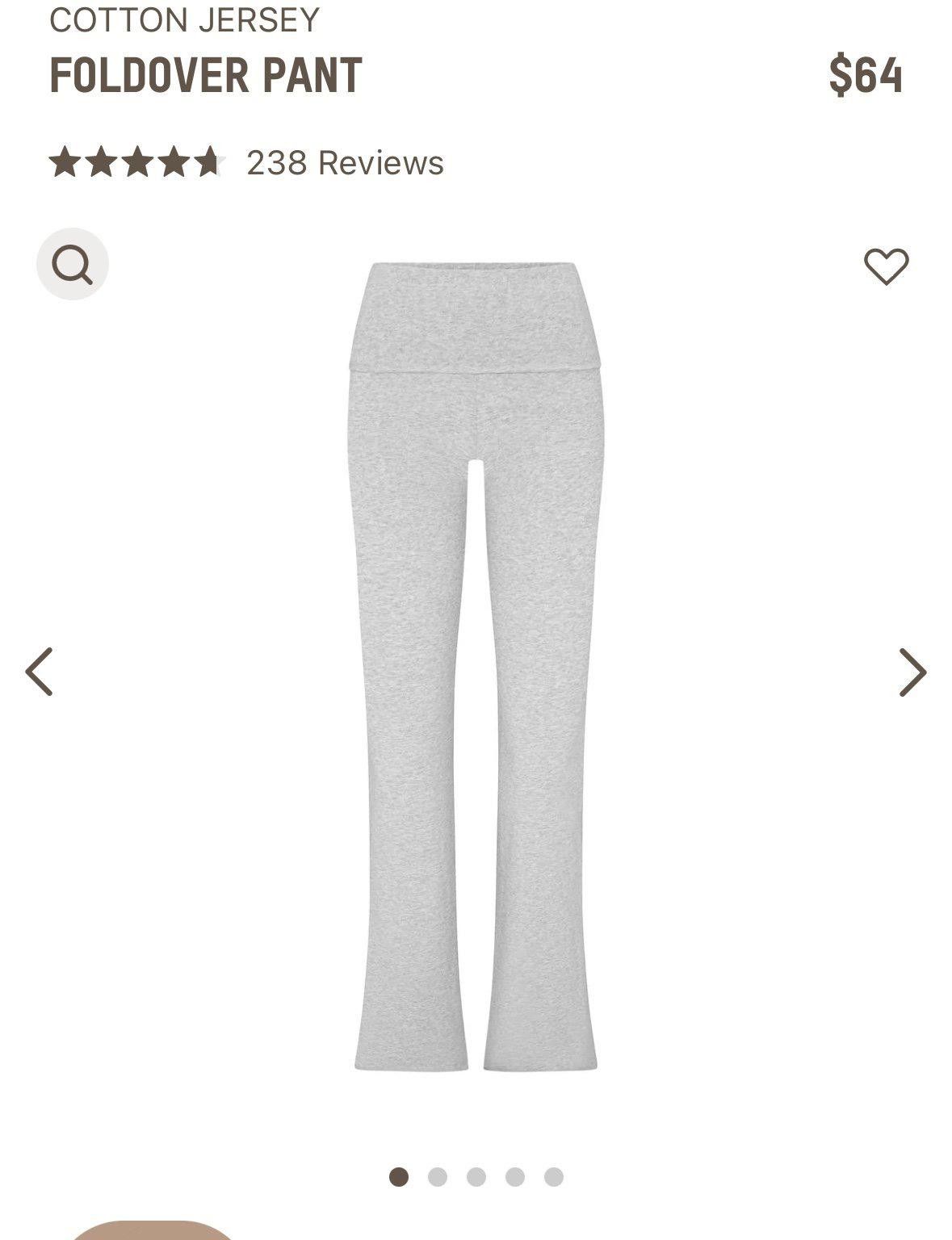 Kim Kardashian skim cotton jersey fold over pant light heather gray Size 40" / US 18 - 1 Thumbnail