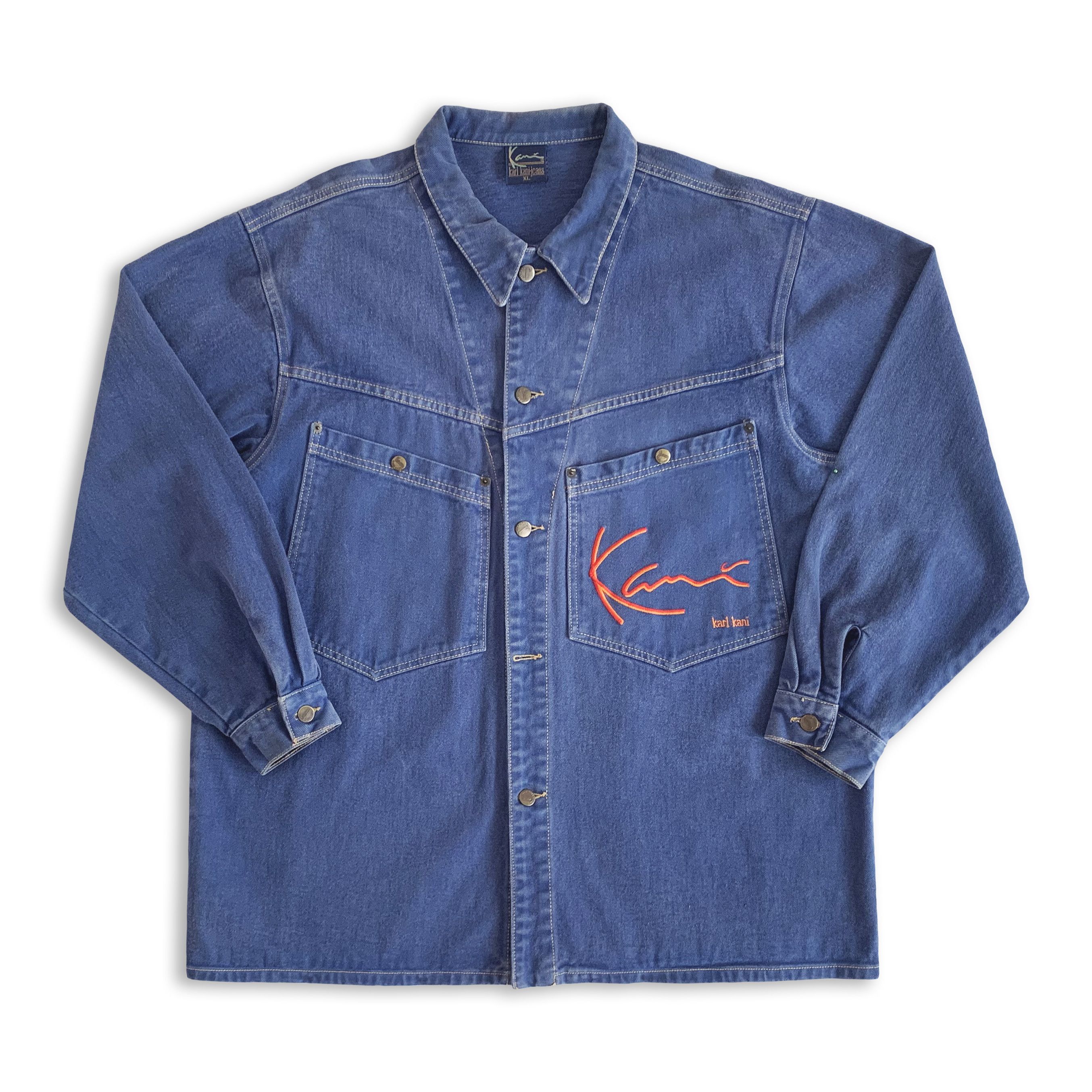 Vintage 90s KARL KANI Denim Jacket Shirt 2pac Tupac Hip Hop
