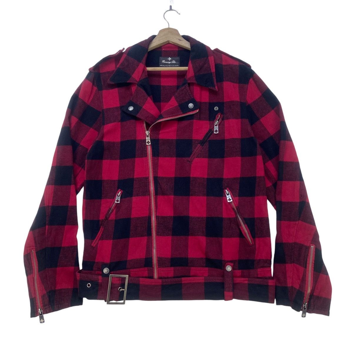 Japanese Brand Berning Sho Punk Hardcore Stylish Double Collar Biker Jacket Size US M / EU 48-50 / 2 - 3 Thumbnail