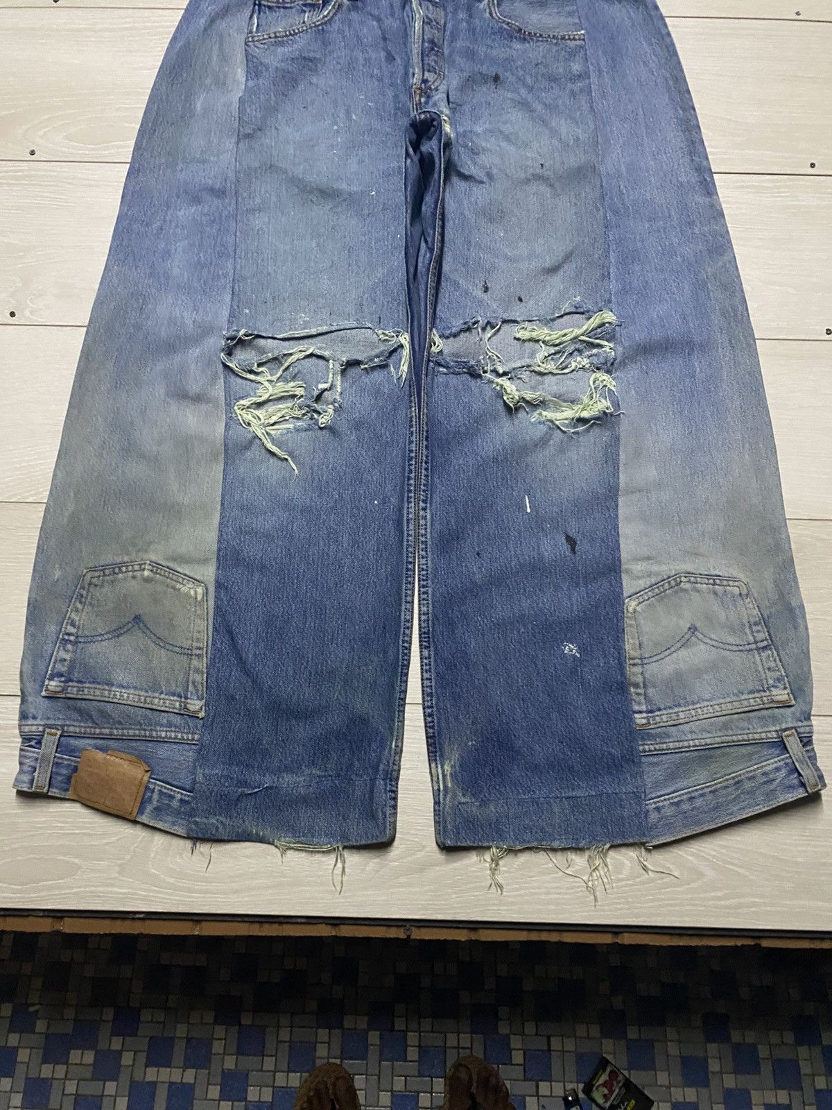 Levi's Levis Crazy Custom Super Baggy Style Paint Splatter Jeans Size US 36 / EU 52 - 5 Thumbnail
