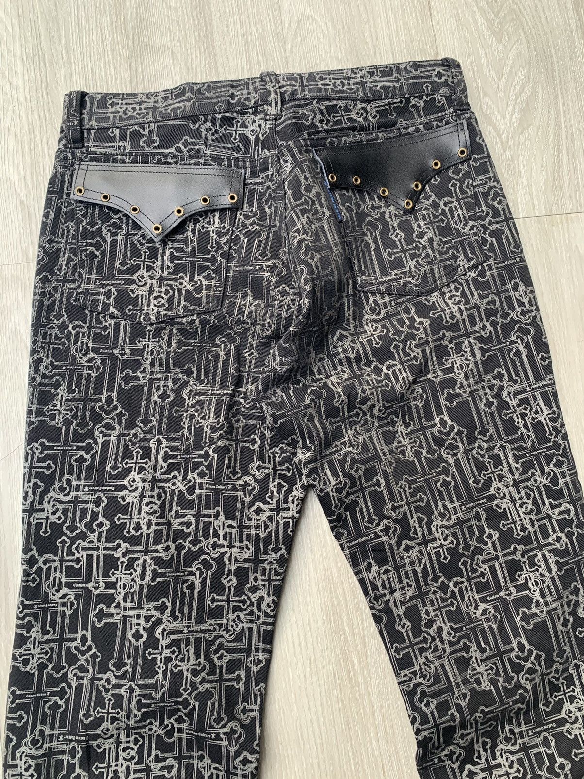 Japanese Brand × Le Grande Bleu (L.G.B.) × Tornado Mart CUSTOM CULTURE leather lace up cross jeans Size US 28 / EU 44 - 5 Thumbnail