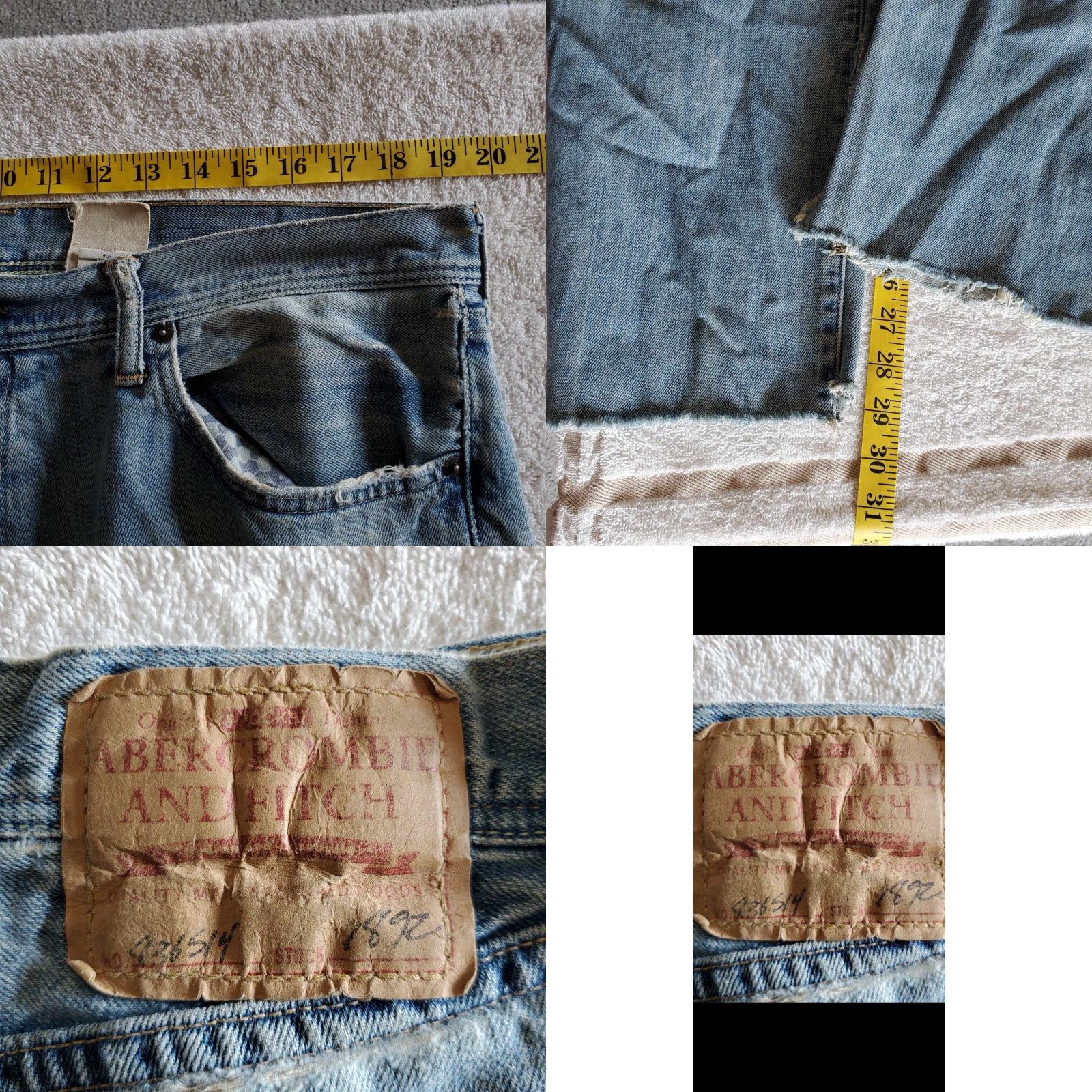Abercrombie & Fitch VINTAGE Abercrombie & Fitch Jeans Distressed Patchwork Grunge Baggy 36 X 29 Men 36 Inseam Blue Straight Size US 36 / EU 52 - 8 Thumbnail