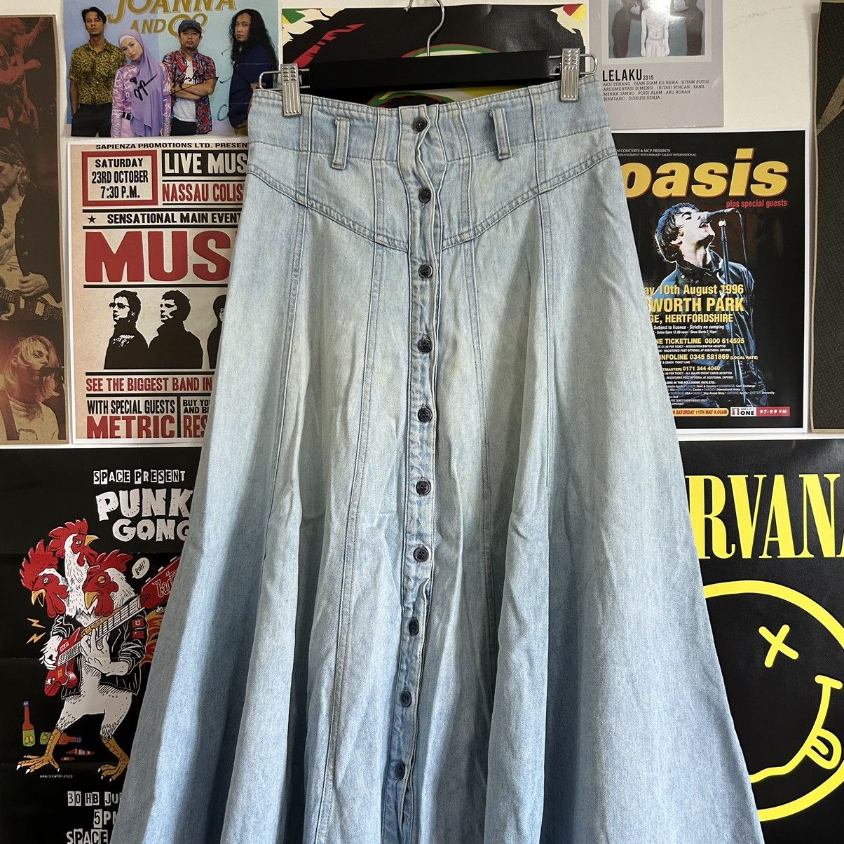 Vintage Vintage Valman Washed Blue Denim Skirt Size 27" / US 4 / IT 40 - 6 Thumbnail