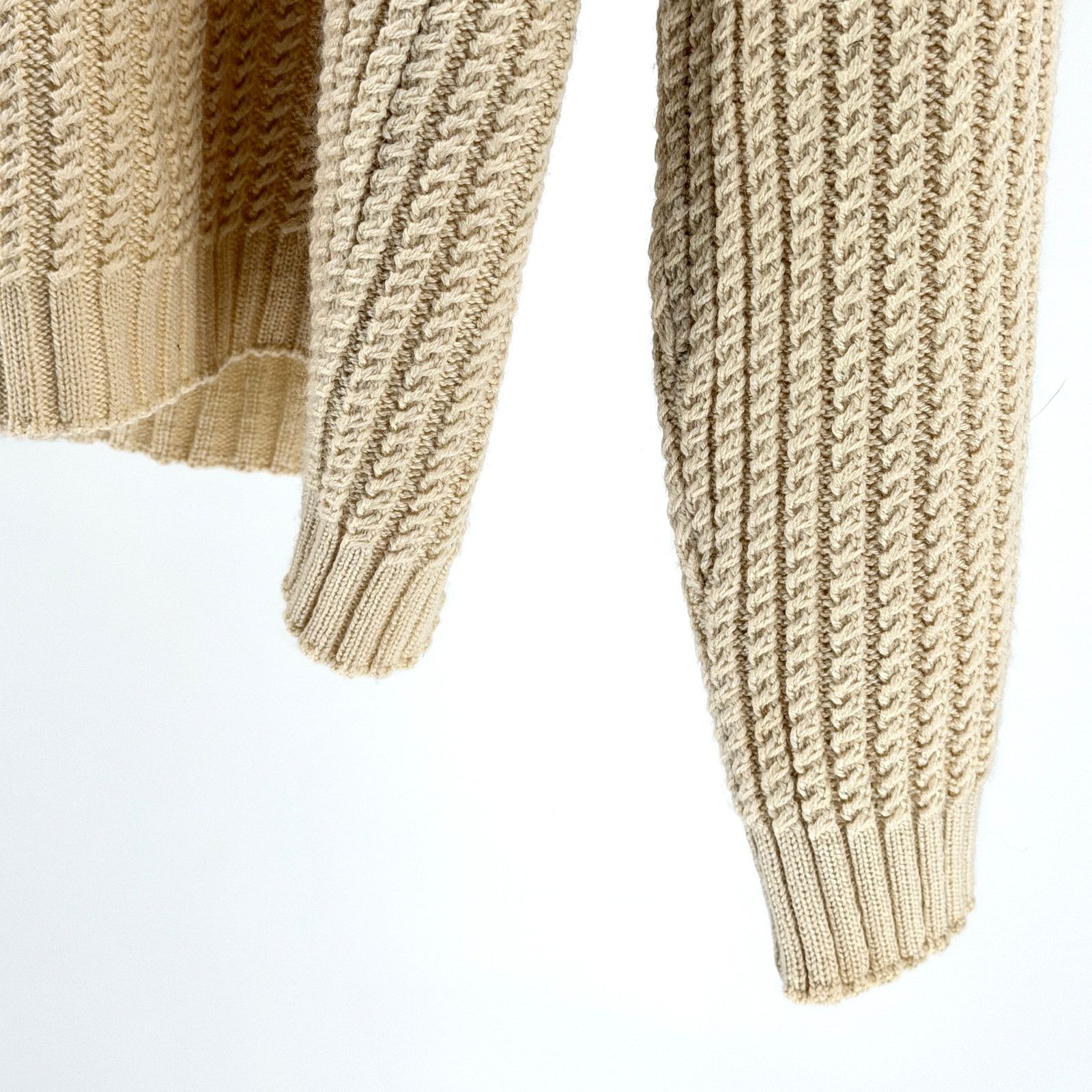 Perry Ellis Vintage 90s Cream Merino Wool Blend Cable Knit Turtleneck Size US XL / EU 56 / 4 - 4 Thumbnail