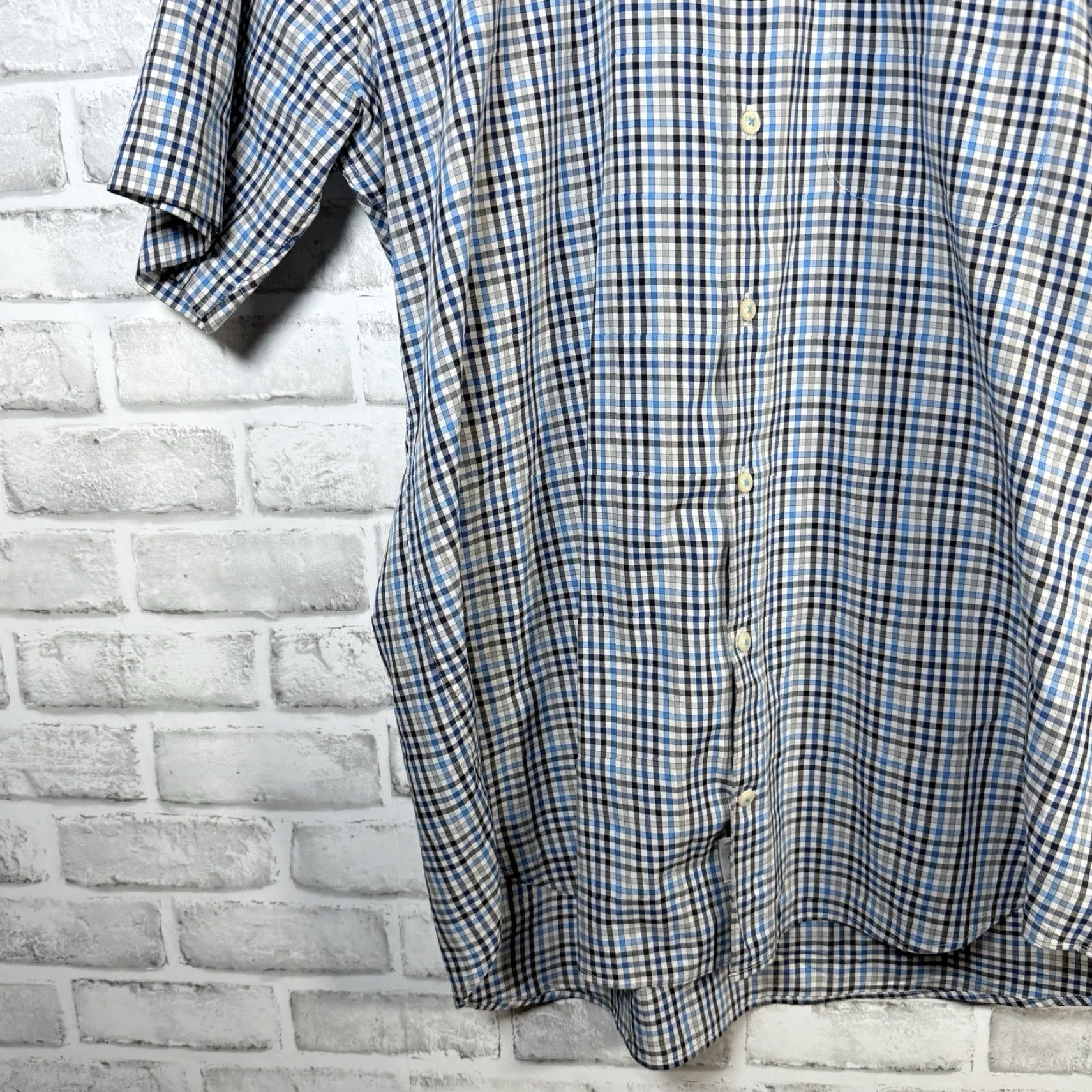 Peter Millar VINTAGE Peter Millar Blue Checkered Short Sleeve Button-Down Shirt Mens Size L Size US 33 - 3 Thumbnail