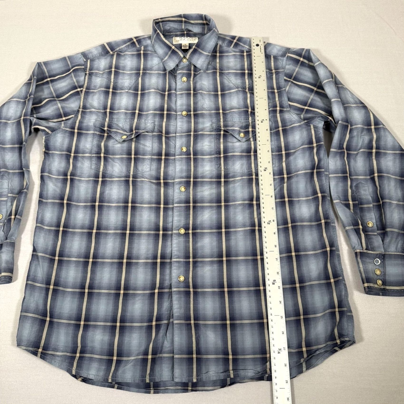 Vintage Ryan Michael Shirt Mens M Blue Plaid Western Pearl Snap Silk Cowboy Work Size US M / EU 48-50 / 2 - 6 Thumbnail
