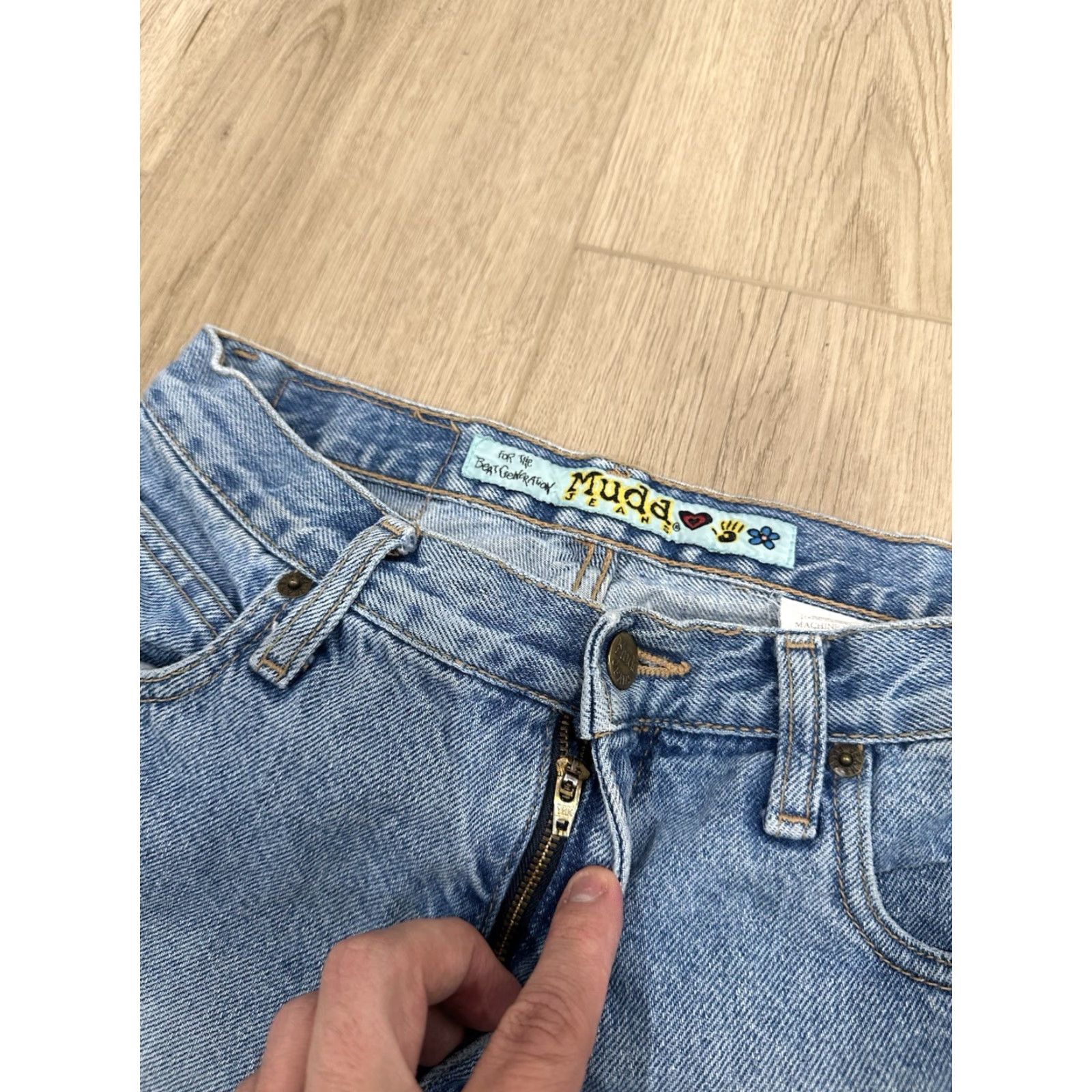 Denime VINTAGE Mudd Jeans Denim Jeans Flared 8.5-10.5 Rise 90s Y2K Blue Sz 7 27x30 Womens Juniors Button Pockets Size 27" / US 4 / IT 40 - 7 Thumbnail