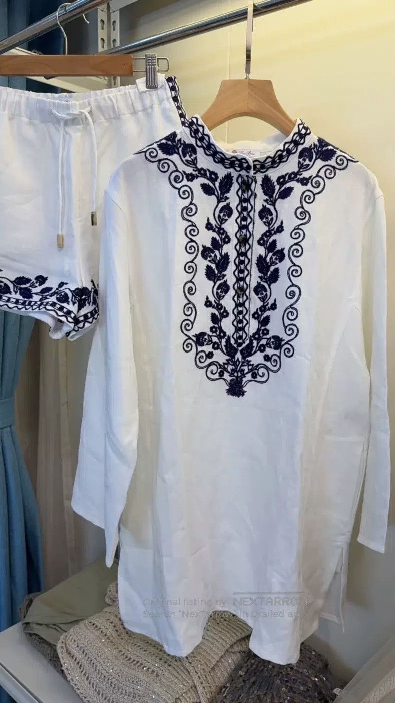 Loro Piana Loro Piana Holiday Series Embroidered Linen Shirt Dress Size M / US 6-8 / IT 42-44 - 1 Thumbnail