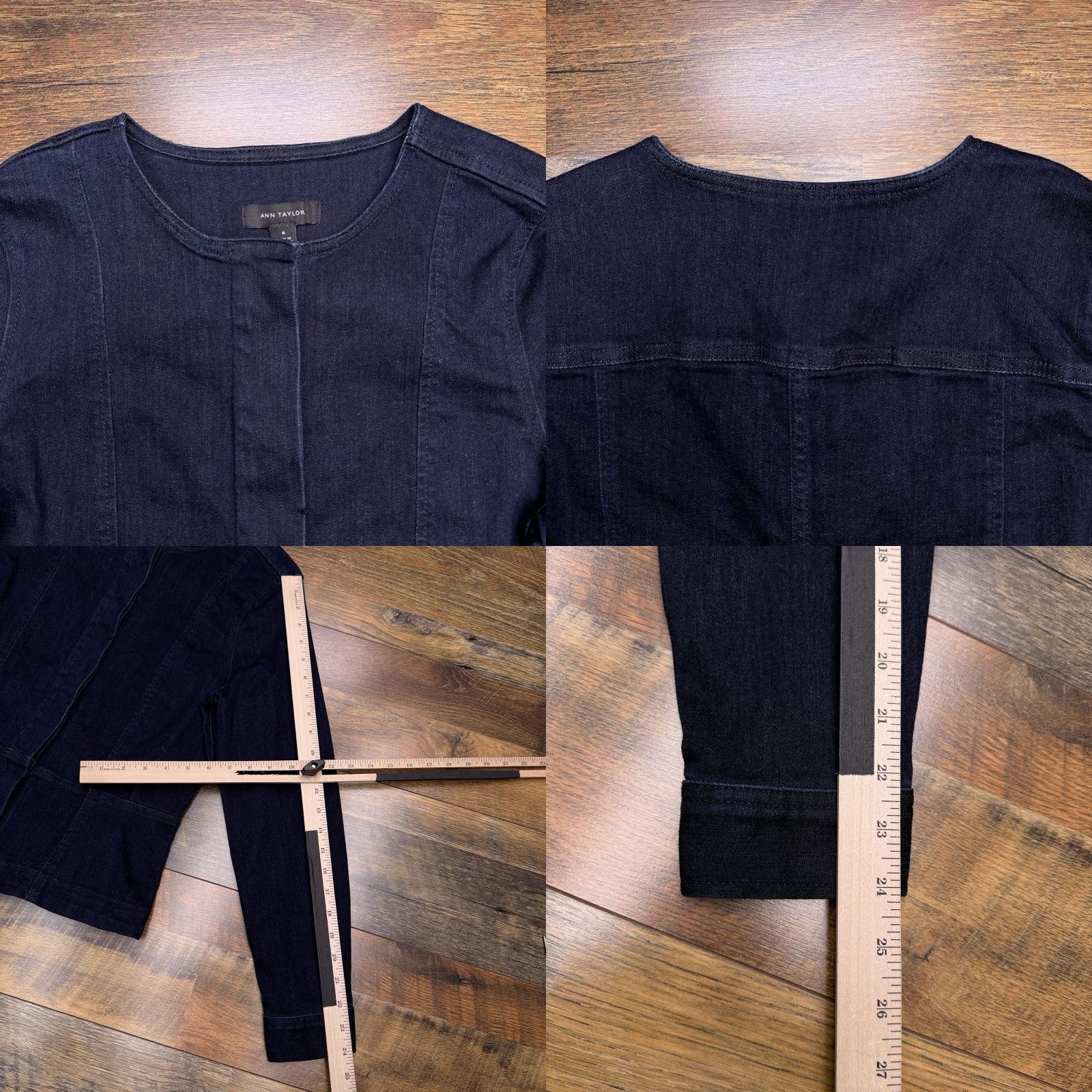 Ann Taylor Ann Taylor Denim Jacket Button Front Blue Medium Women Collarless Regular Short Sleeve Size M / US 6-8 / IT 42-44 - 8 Thumbnail