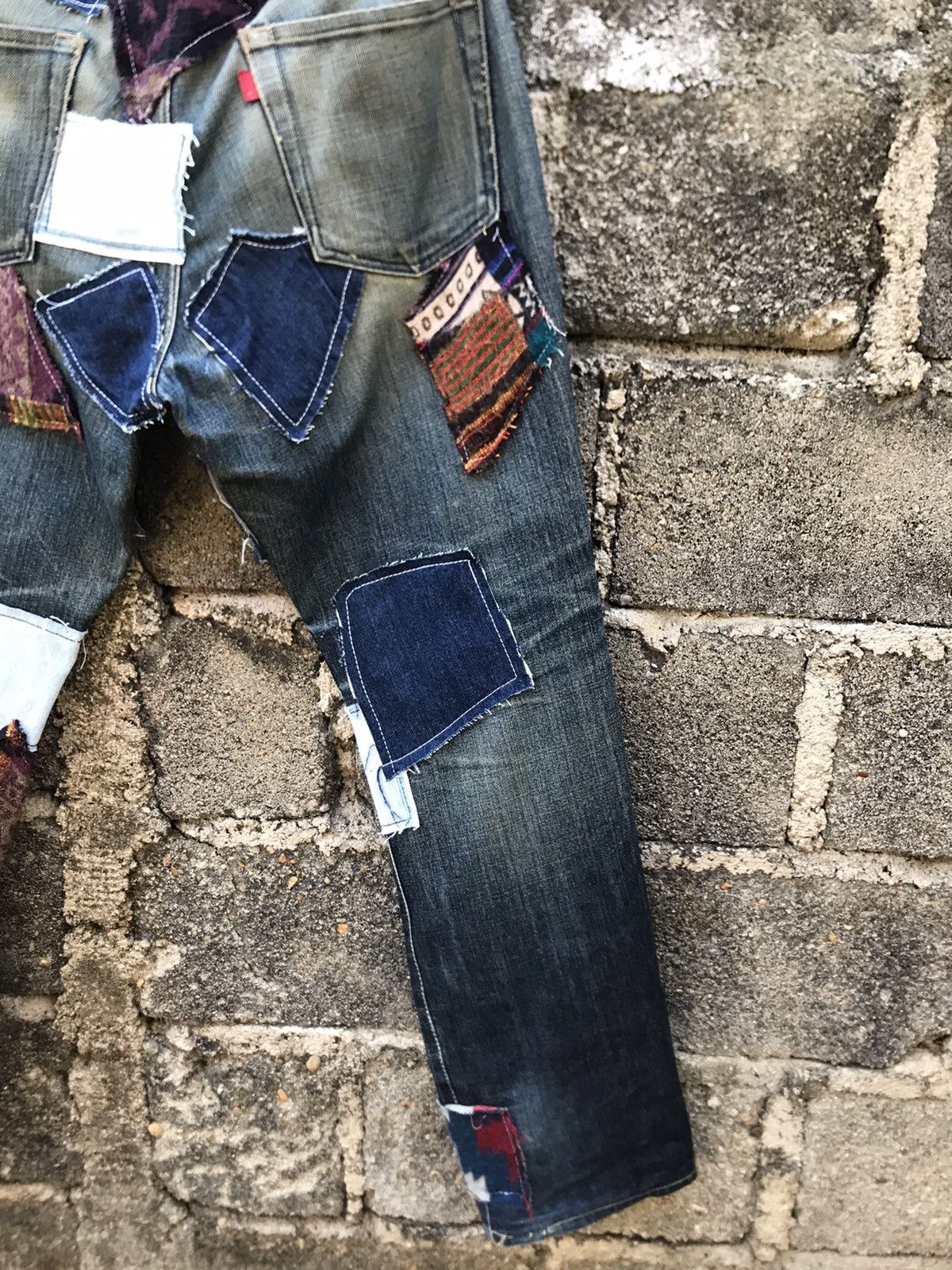 FDMTL ⚡️Japanese Brand Scanner Fundamental Crazy Patchwork Denim Size US 35 - 17 Thumbnail