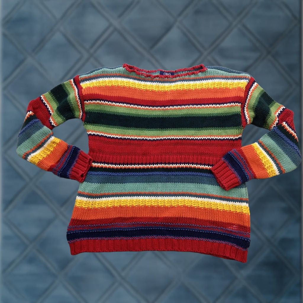 Chaps Chaps Sweater Mens Medium Multicolor Striped Crewneck Chunky Knit Pullover Size US M / EU 48-50 / 2 - 1 Thumbnail