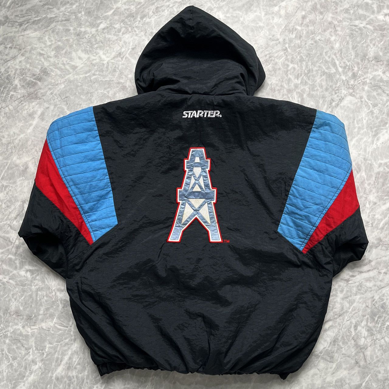 image of VTG 90's Nfl Houston Oilers Starter Puffer Jacket Pullover, Men's (Size Large)