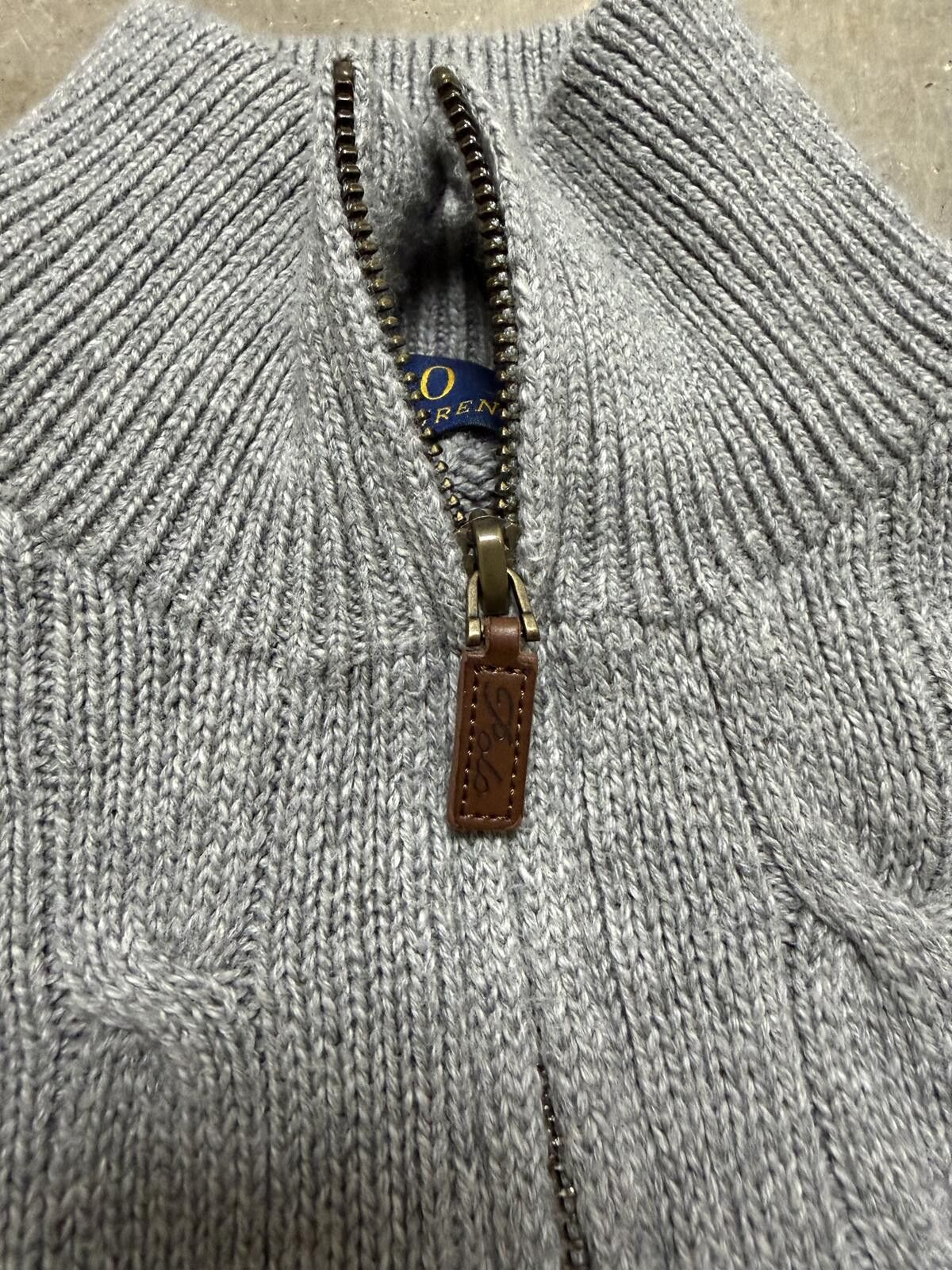 Polo Ralph Lauren Polo Ralph Lauren Cable Knit Quarter Zip Gray Sweater Size US XL / EU 56 / 4 - 4 Thumbnail