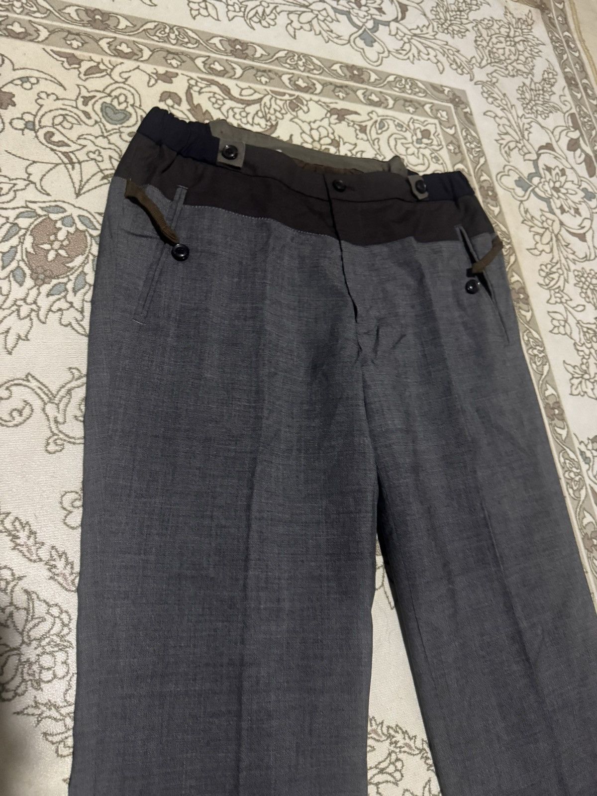 Kolor × Sacai 🇯🇵 Vtg Kolor Two Tone Resemble Formal Grey Slack Pant Size US 34 / EU 50 - 1 Thumbnail
