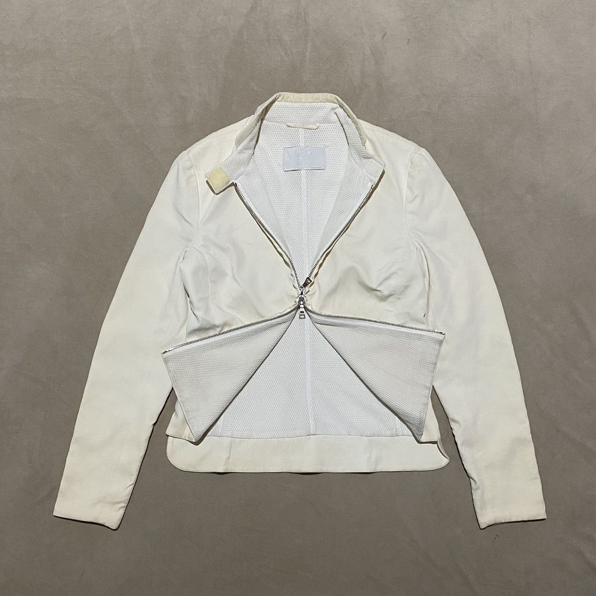 Image of Bikers Jacket Prada Milano in Cream, Women's (Size Small)