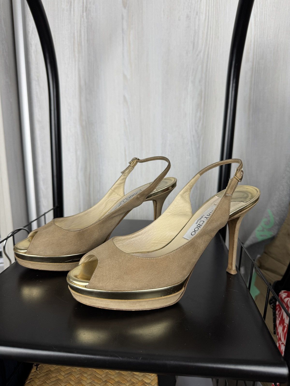Jimmy Choo JIMMY CHOO Suede Mirrored Platform Open Toe Heels Pumps 7.5 Size US 7.5 / IT 37.5 - 7 Thumbnail