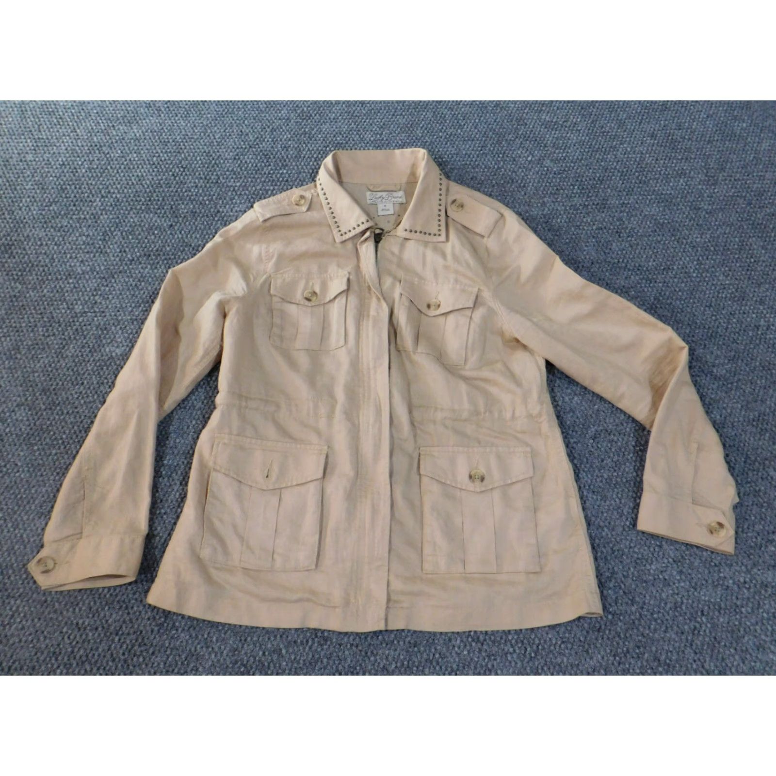 Lucky Brand Lucky Brand Jacket Womens M Beige Linen Blend Zip Casual Size M / US 6-8 / IT 42-44 - 2 Thumbnail