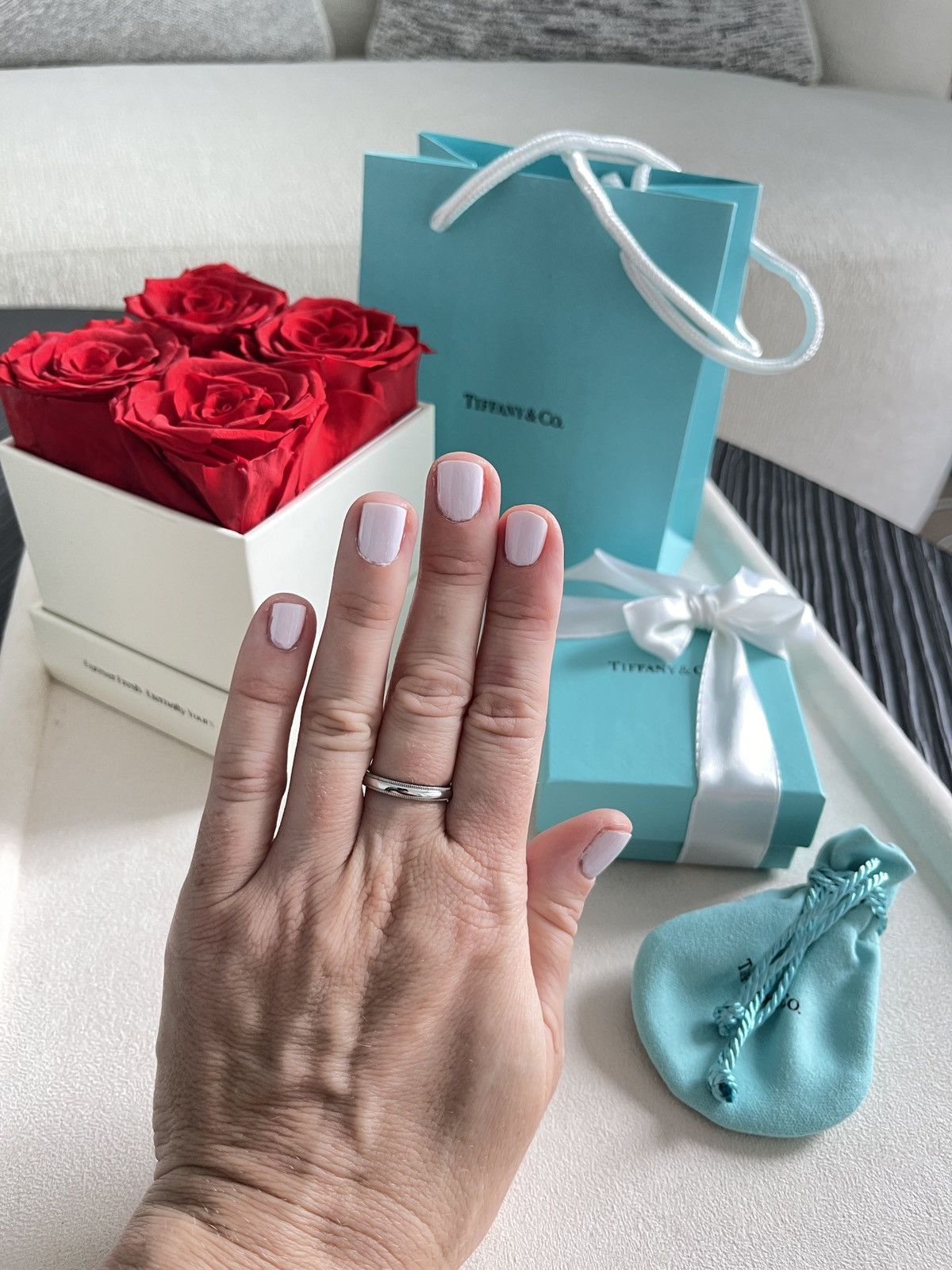 Tiffany & Co. Tiffany Milgrain Ring Platinum, 3 mm Wide 7.75 $1,600 Size ONE SIZE - 12 Thumbnail