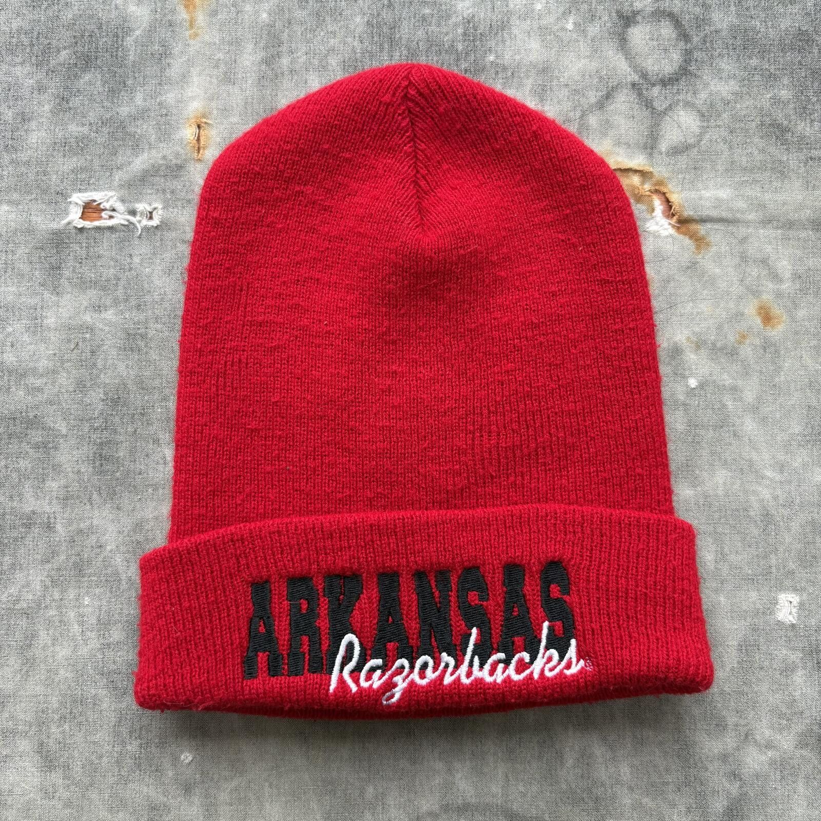 Vintage Vintage 90s Arkansas Razorbacks Embroidered College Beanie Size ONE SIZE - 1 Thumbnail