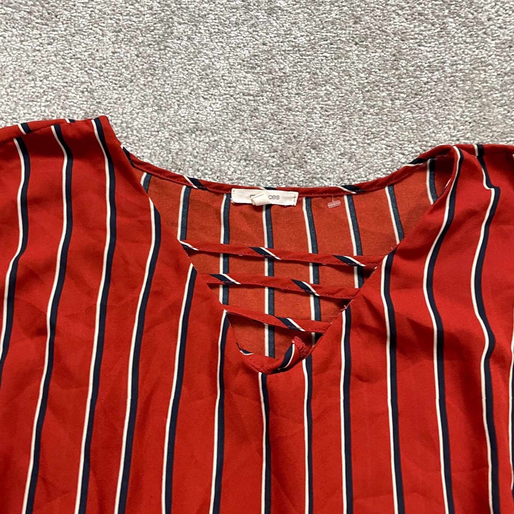 Vintage Maurices Blouse Shirt Womens 3 Red Striped V-Neck Long Sleeve Tunic Casual Top Size XS / US 0-2 / IT 36-38 - 4 Thumbnail