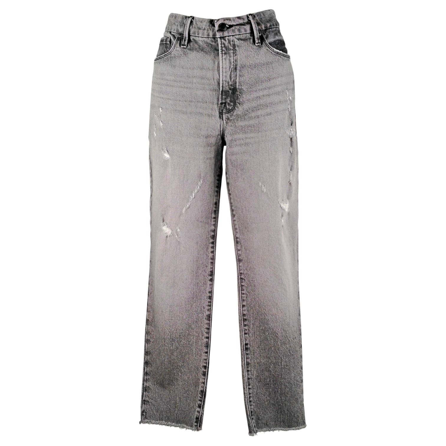 Good American Good American The Weekender Jeans Straight Frayed High Rise Size 28" / US 6 / IT 42 - 2 Thumbnail