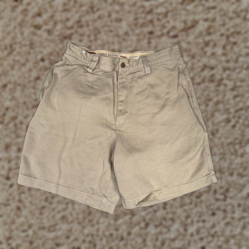 Tommy Bahama Tommy Bahama Shorts Mens 33 Khaki 100% Silk Chino Flat Front Golf Casual Size US 33 - 1 Thumbnail