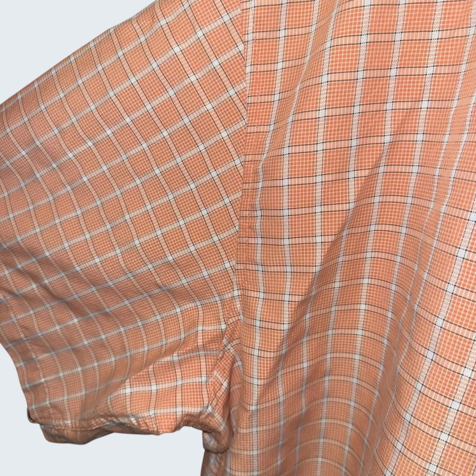 Joseph & Feiss Joseph & Feiss Mens 3X Orange Plaid Button Down Short Sleeve Size US XXL / EU 58 / 5 - 4 Thumbnail