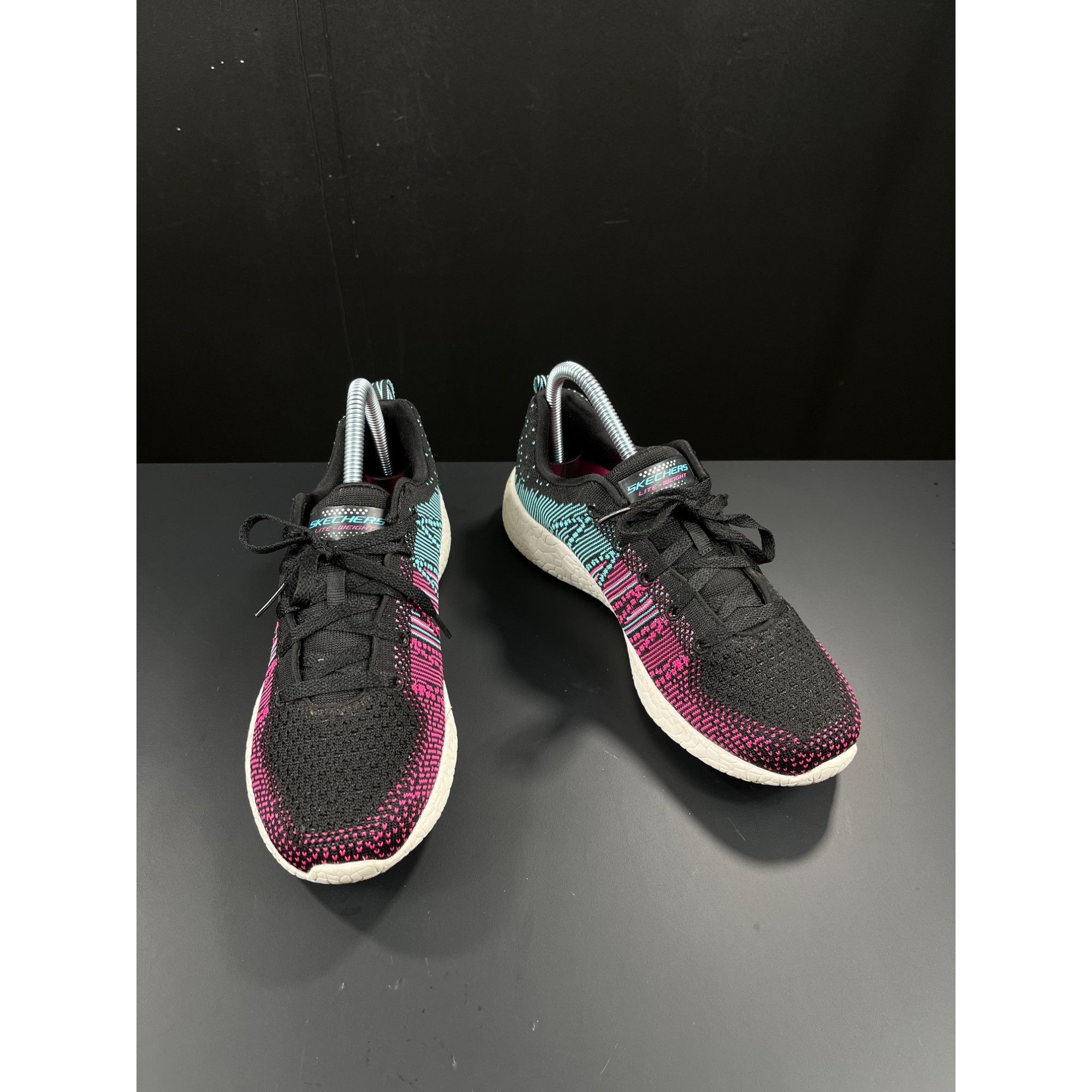 SKECHERS Skechers SKU 7840 Womens Knit Sneakers Pink Teal Low Top Sho Size US 7.5 / IT 37.5 - 2 Thumbnail