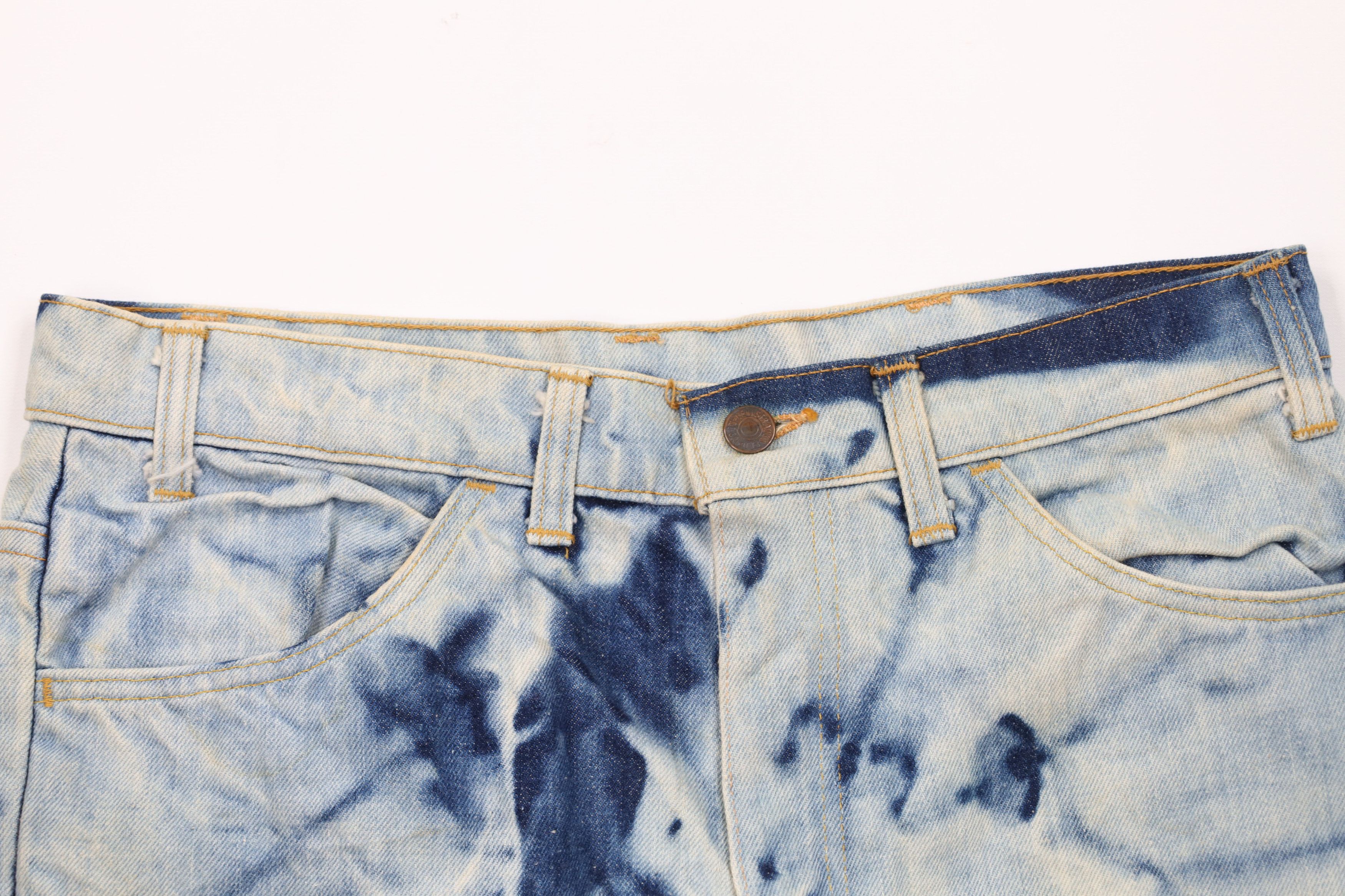 Levi's Vintage 70s Levis Orange Tab Acid Wash Denim Jean Shorts USA Size US 32 / EU 48 - 2 Thumbnail