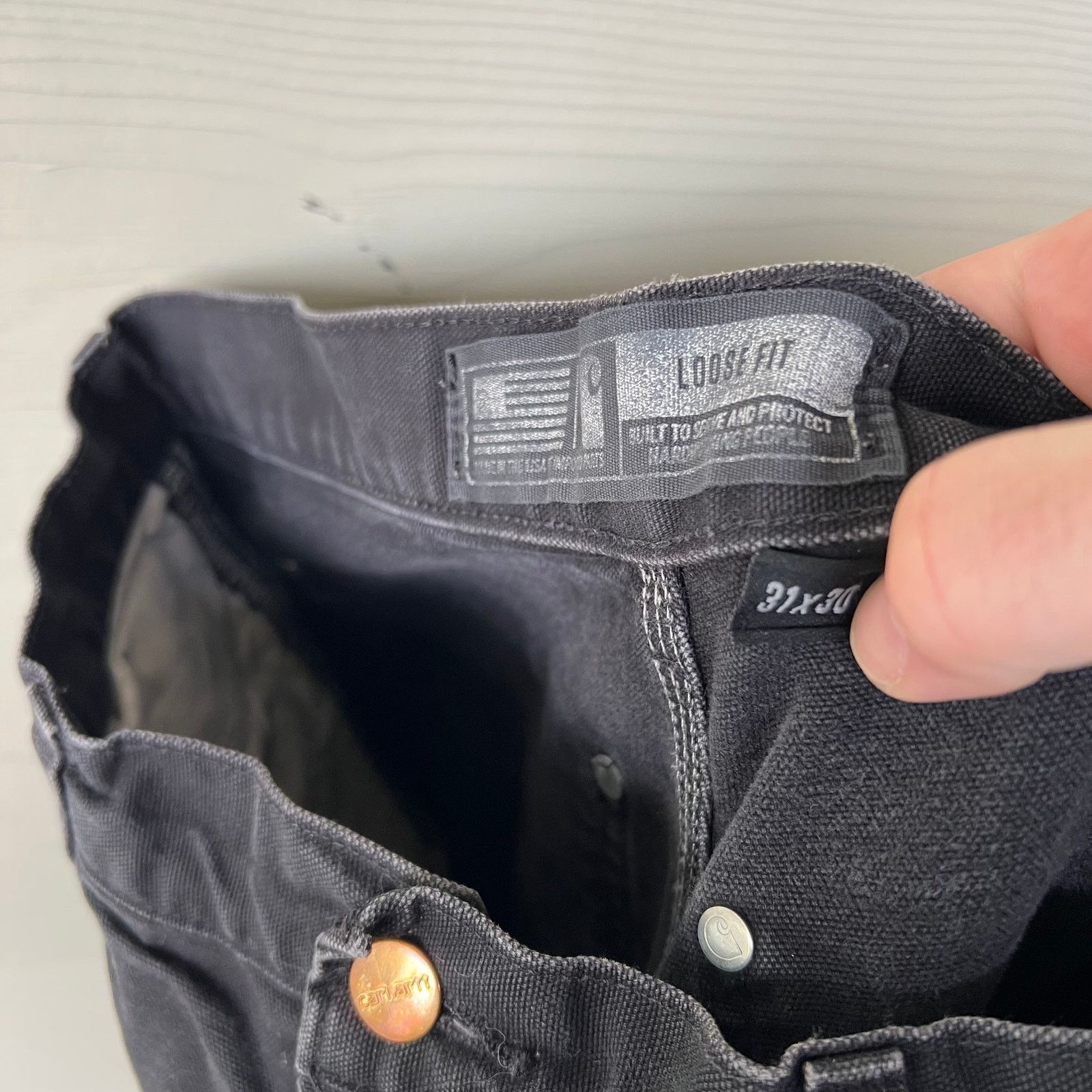 Carhartt × Vintage Carhartt faded black double knee work wear carpenter pants Size US 29 - 7 Thumbnail
