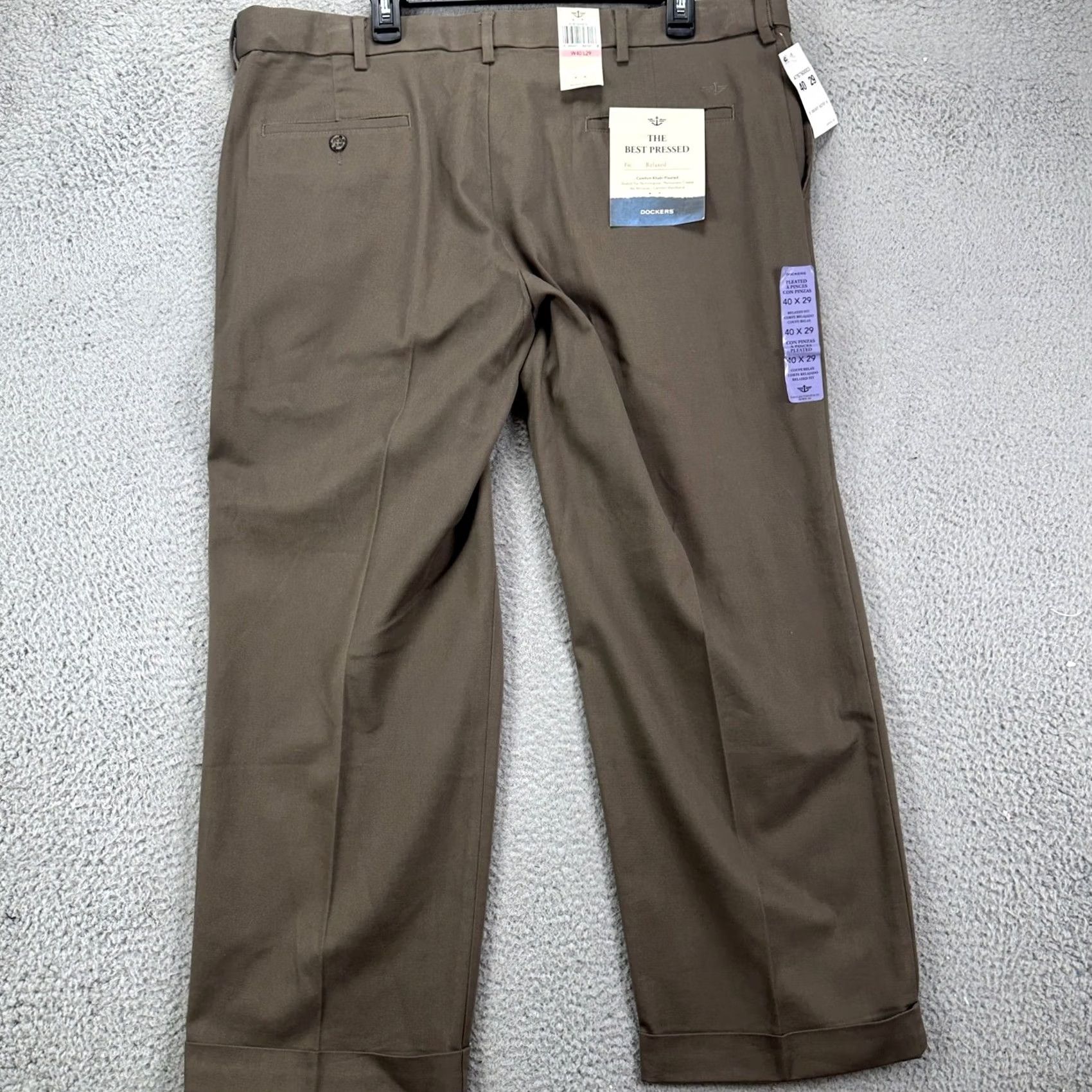 Dockers Dockers The Best Pressed Mens Khaki Pleated Pants Pants 40x29 Brown Chino Stretch NEW Size US 40 / EU 56 - 3 Thumbnail