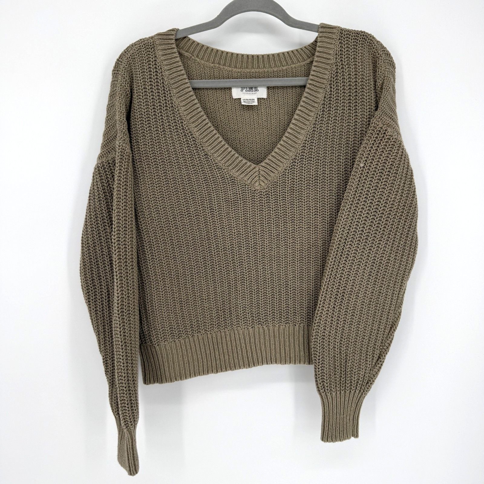 Pink Pink Victorias Secret Cable Knit Sweater V-Neck Shale Green Size S / US 4 / IT 40 - 1 Thumbnail