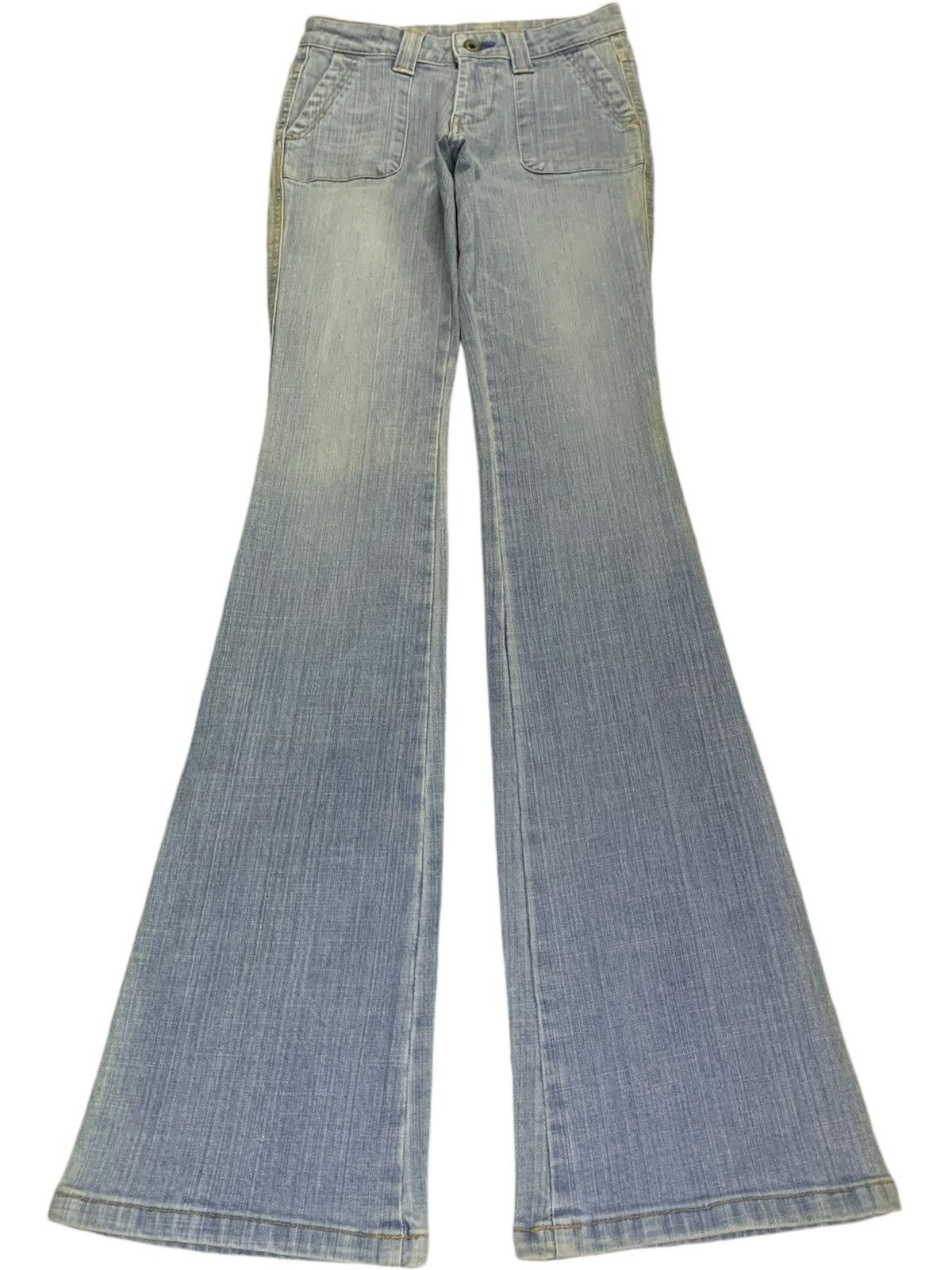 Japanese Brand × Jean Vintage Japanese Brand Mud Wash Fatigue Style Flare Jeans Size 24" / US 00 / IT 34 - 1 Thumbnail
