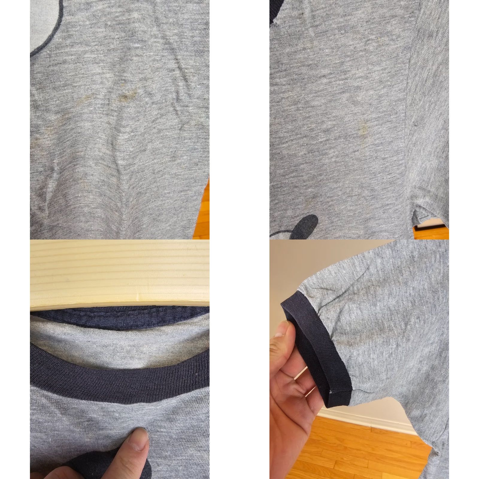 Disney VINTAGE 70' DISNEY MICKEY MOUCE GRAY RINGER T-SHIRT SZ XSMALL Men Size US XS / EU 42 / 0 - 8 Thumbnail