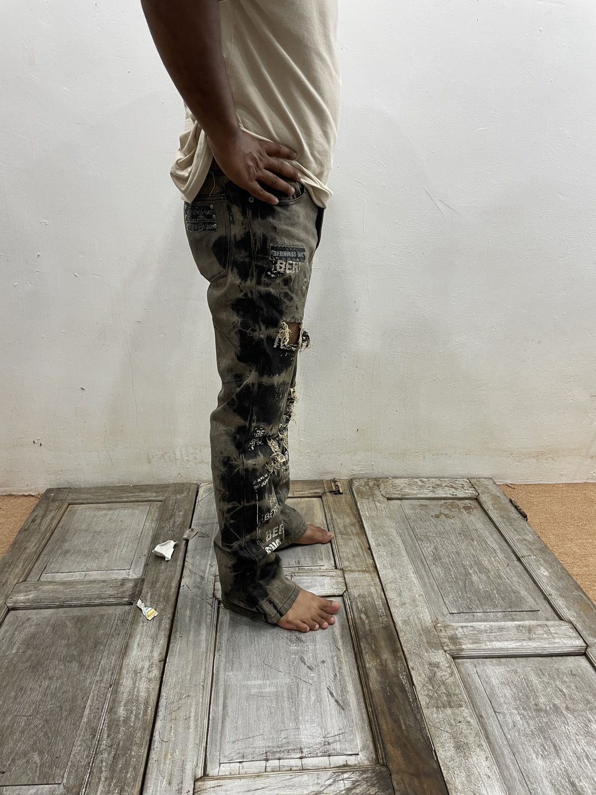 Hysteric Glamour × Japanese Brand Japanese Bernings Sho Printed Punk Bootcut Jeans wc 354 Size US 31 - 13 Thumbnail