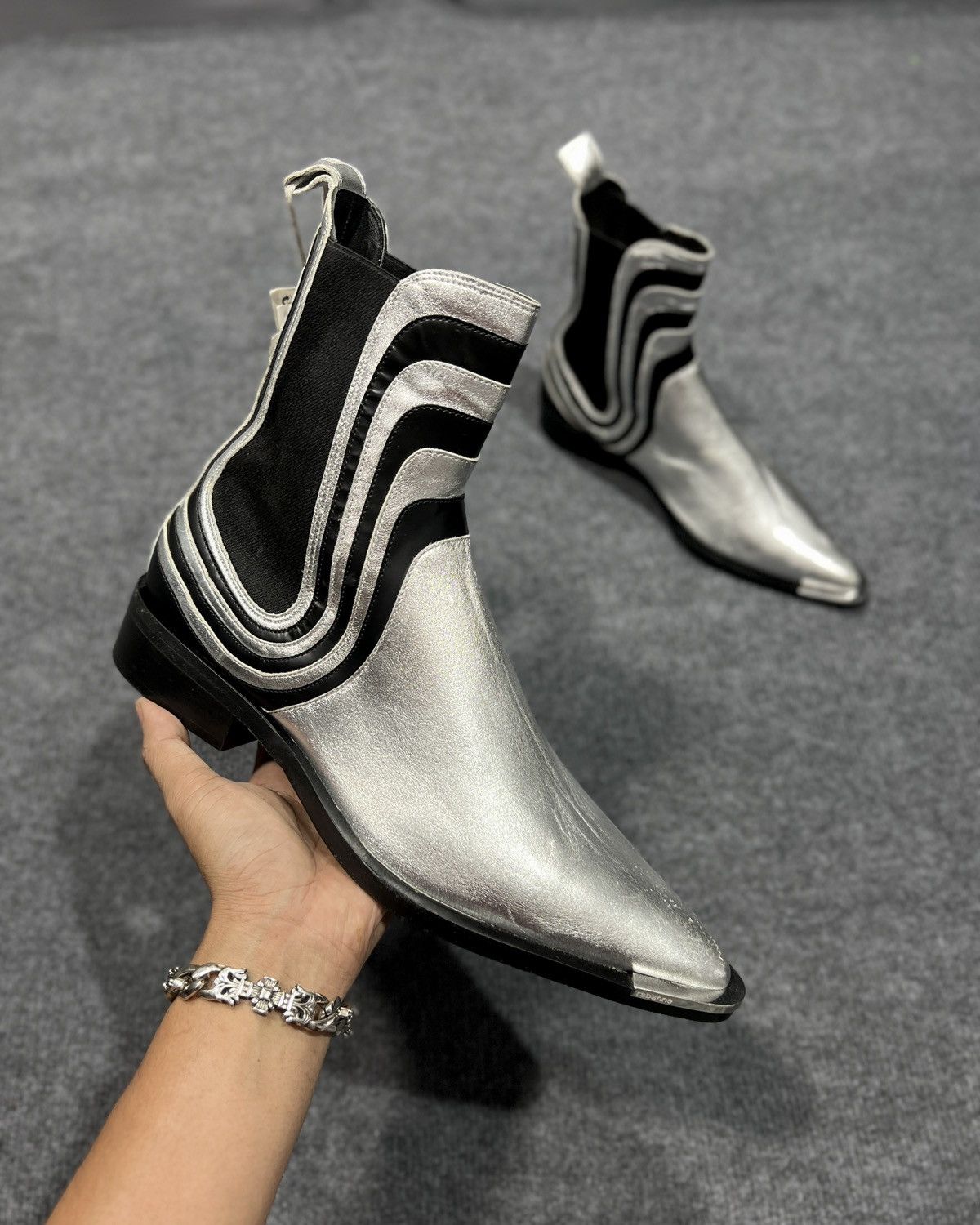 Other Rabanne x H&M Shimmery Metallic Chelsea Boots Size US 11 / EU 44 - 7 Thumbnail