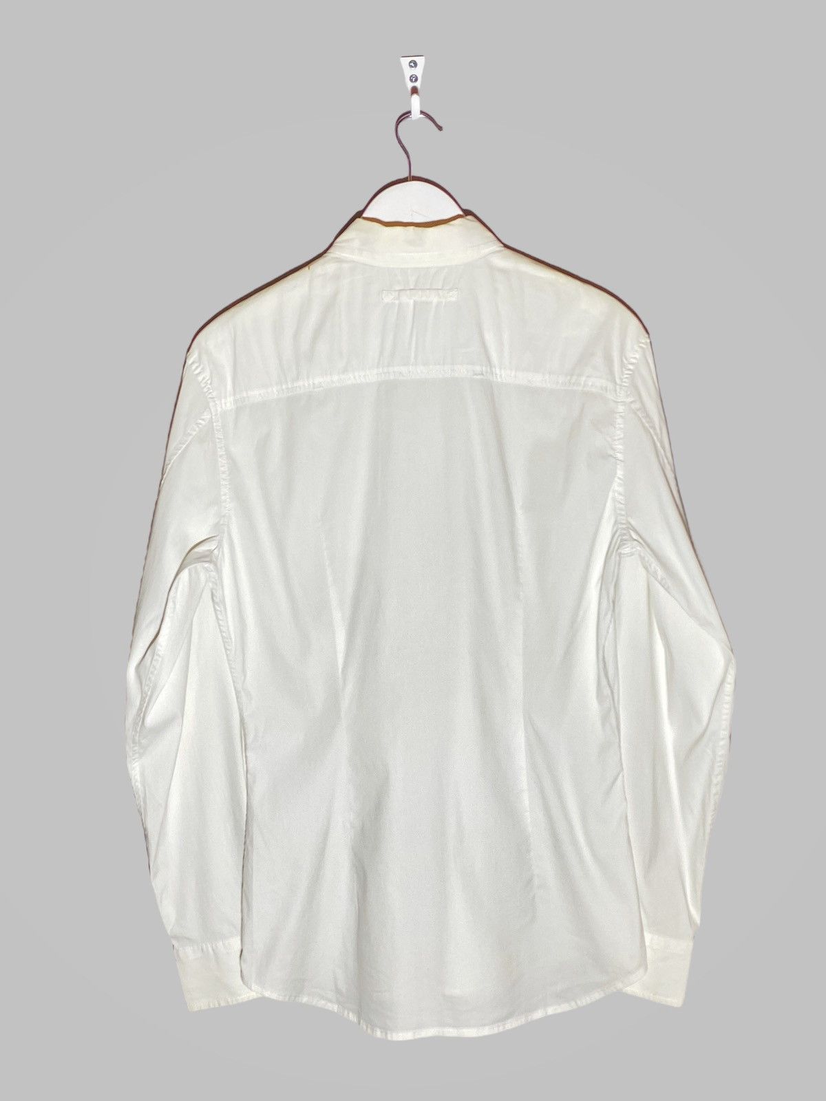 Prada Prada Tab Logo White Elastic Cotton Blend Pocket Shirt Size US M / EU 48-50 / 2 - 2 Thumbnail