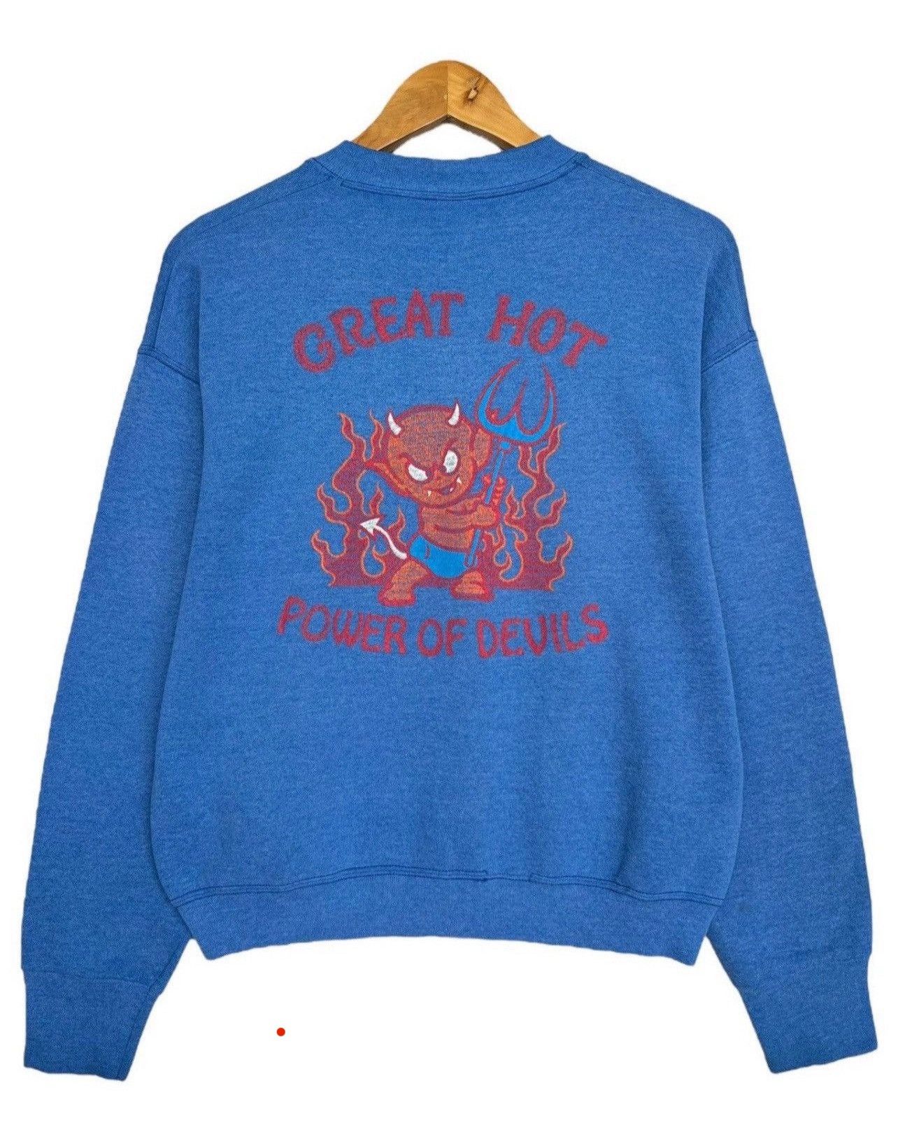 Devilock × Vintage Vintage 80s Great Red Hot Power of Devils Sweatshirt Size US S / EU 44-46 / 1 - 1 Thumbnail
