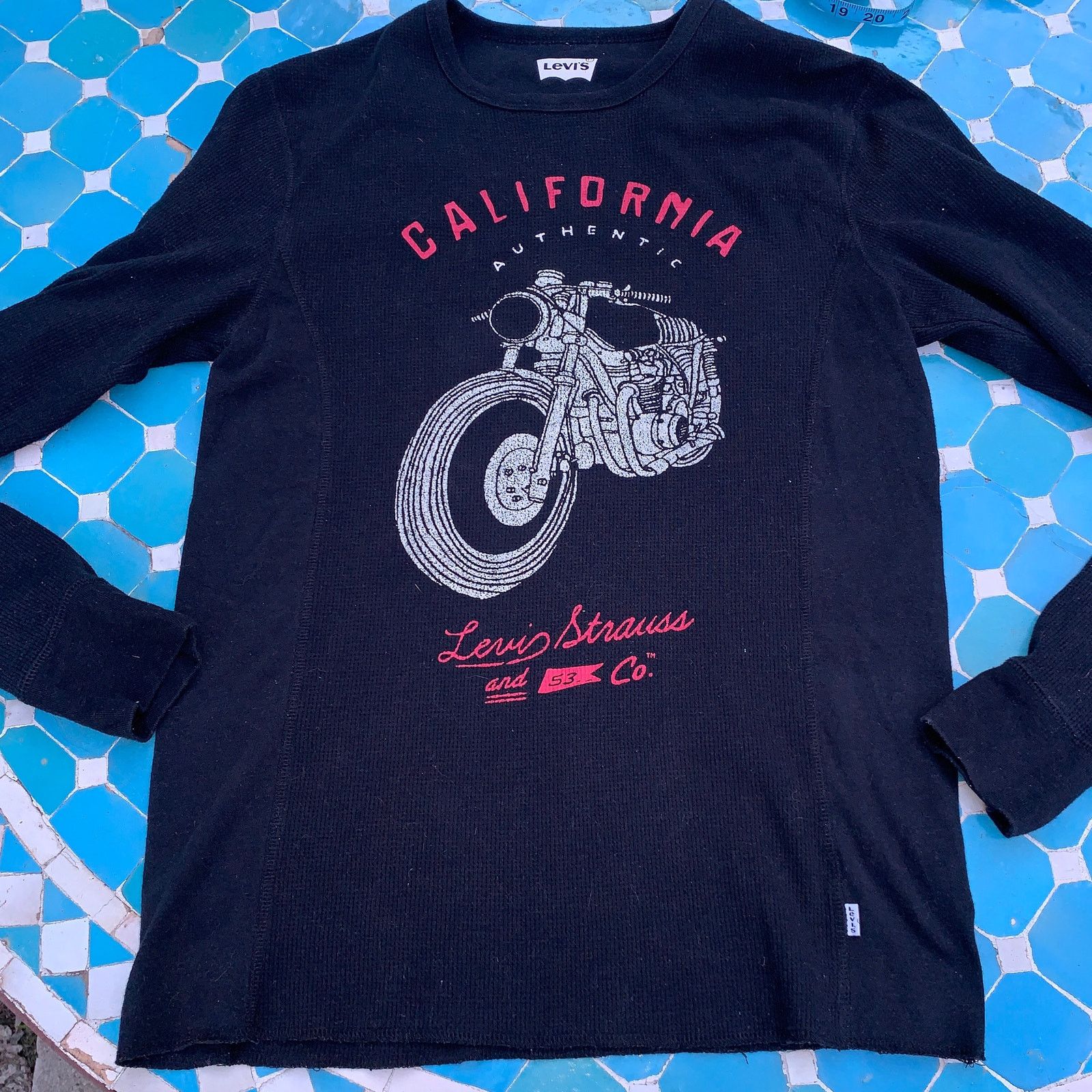 Levi's Y2K LEVIS THERMAL WAFFLE CALIFORNIA BIKER MOTORCYCLE TOP S Size S / US 4 / IT 40 - 8 Thumbnail