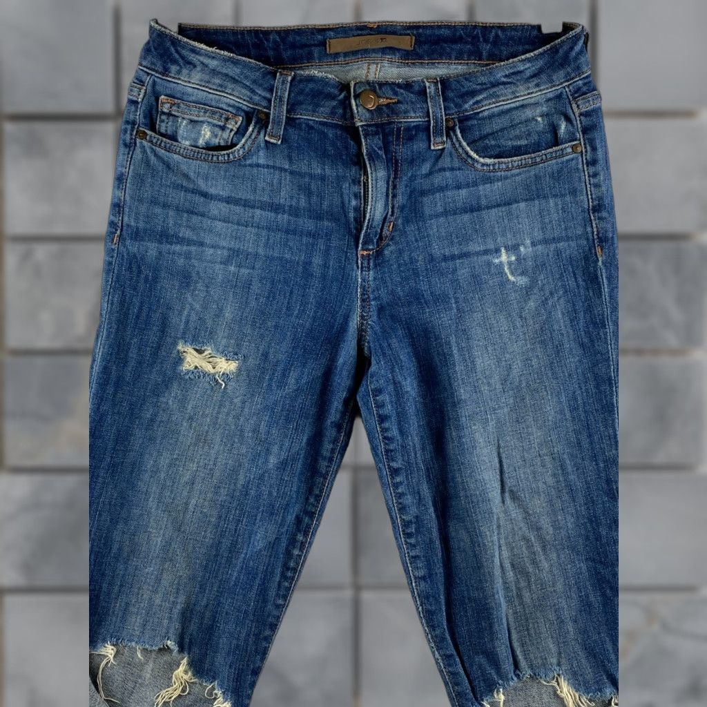 Vintage Joe's Jeans Skinny Ankle Womens 27 Denim Distressed Ripped Mid Blue Stretch Jeans Machine Washable Regular 5-Pocket Womens Jeans Size 27" / US 4 / IT 40 - 1 Thumbnail